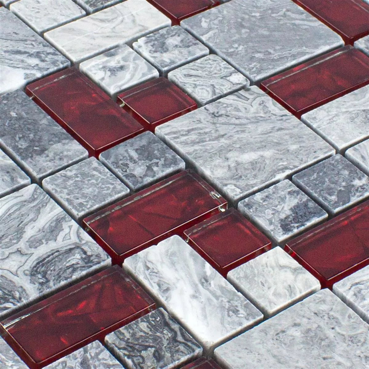 Muster von Glas Naturstein Mosaik Fliesen Grau Sinop Rot 2 Mix
