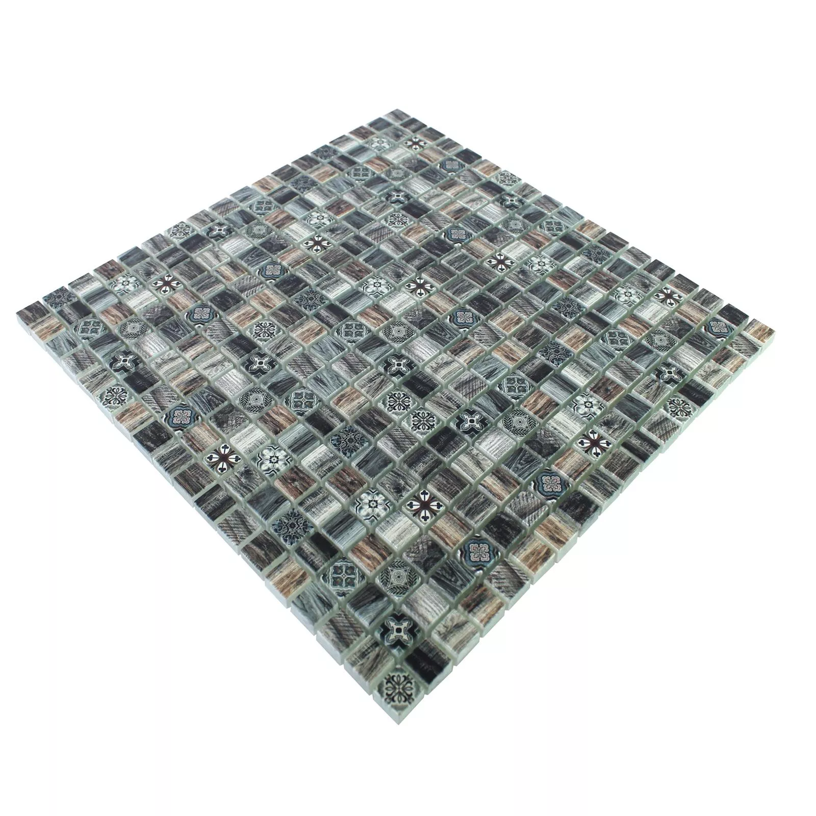 Muster von Glasmosaik Holzoptik Fliesen Vision Dunkelbraun