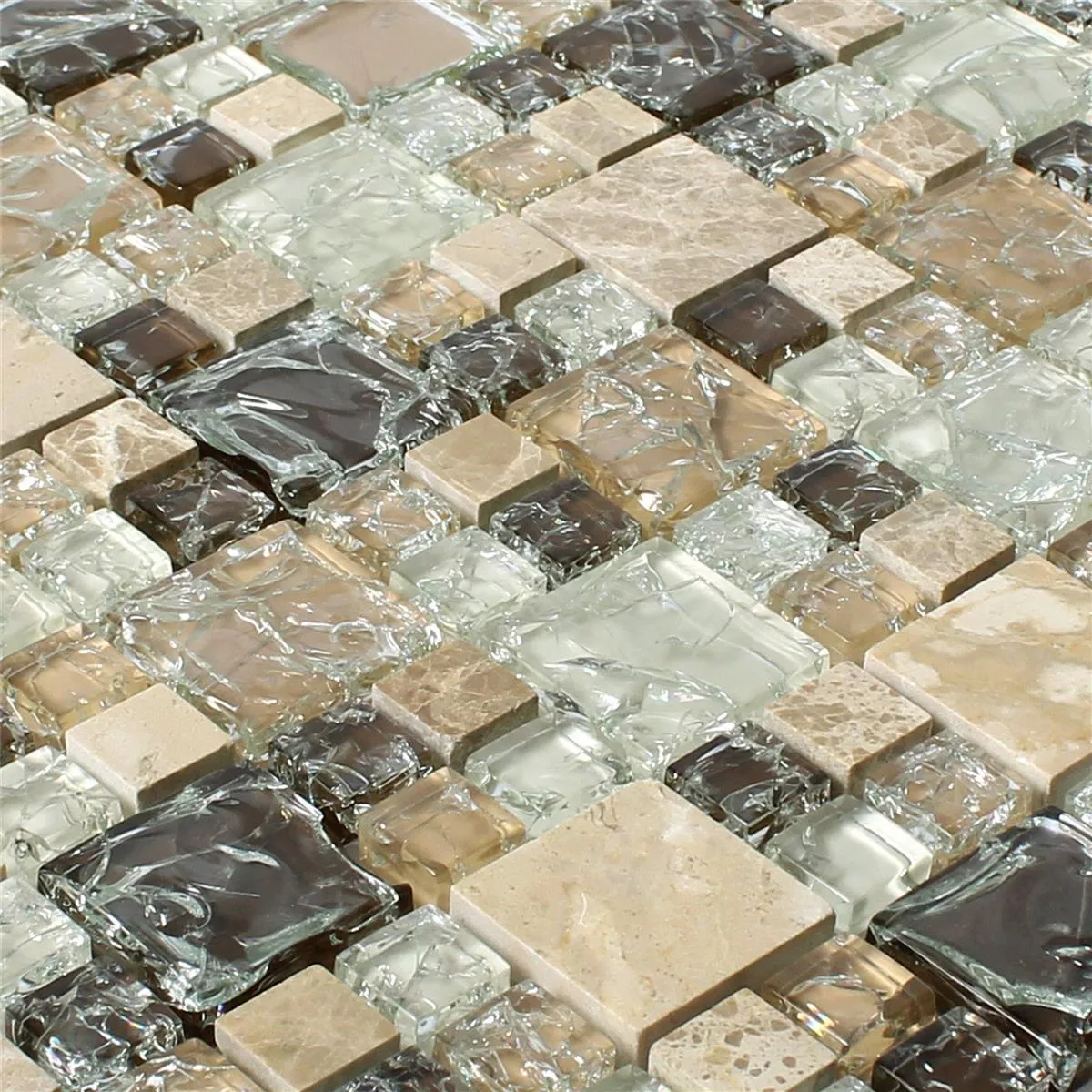 Mosaikfliesen Glas Naturstein Malawi Emperador 2 Mix