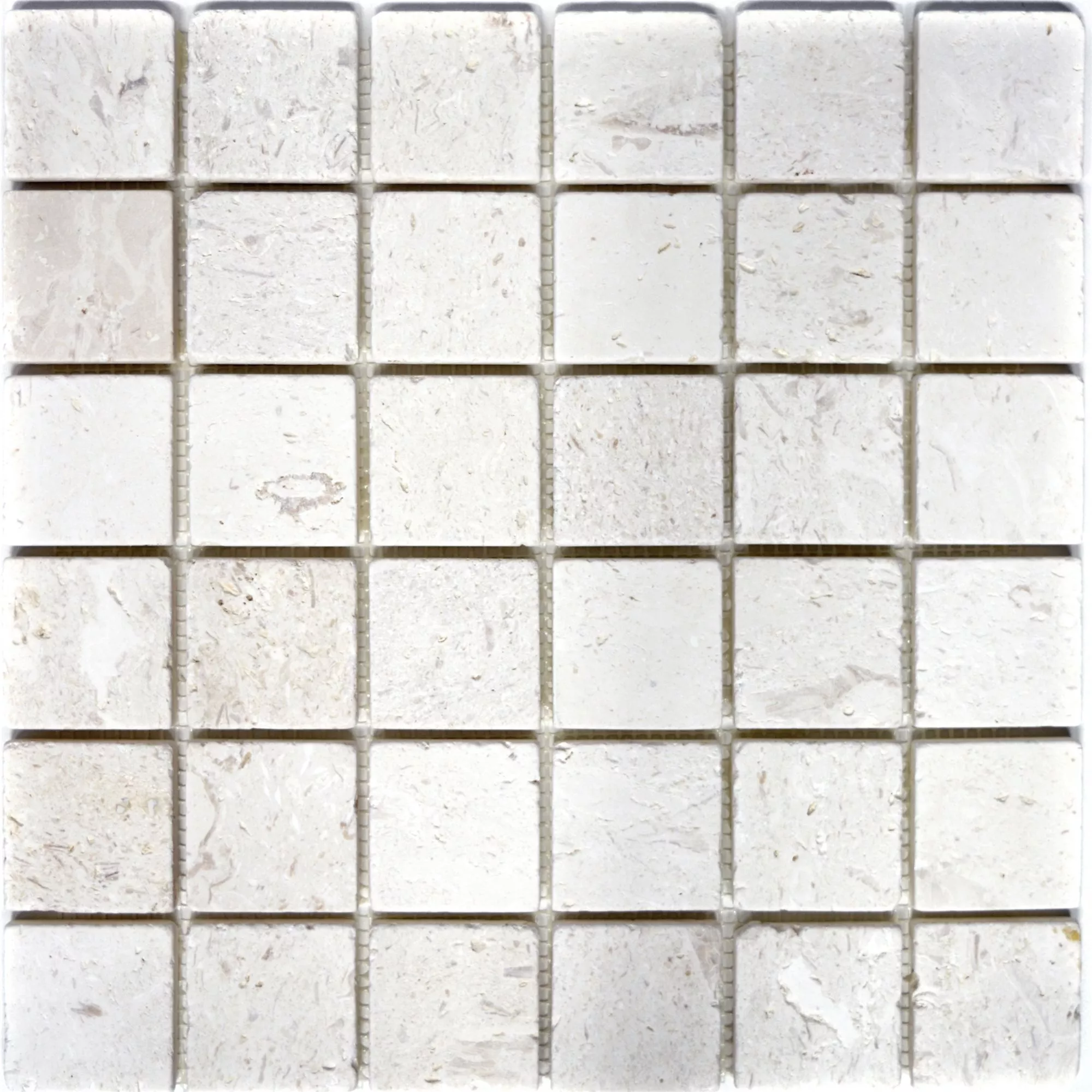 Mosaikfliesen Limestone Allerona Weiß 48