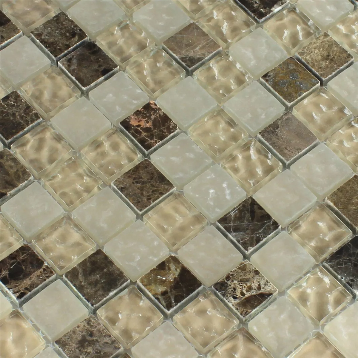Mosaikfliesen Glas Marmor Quebeck Braun Q23