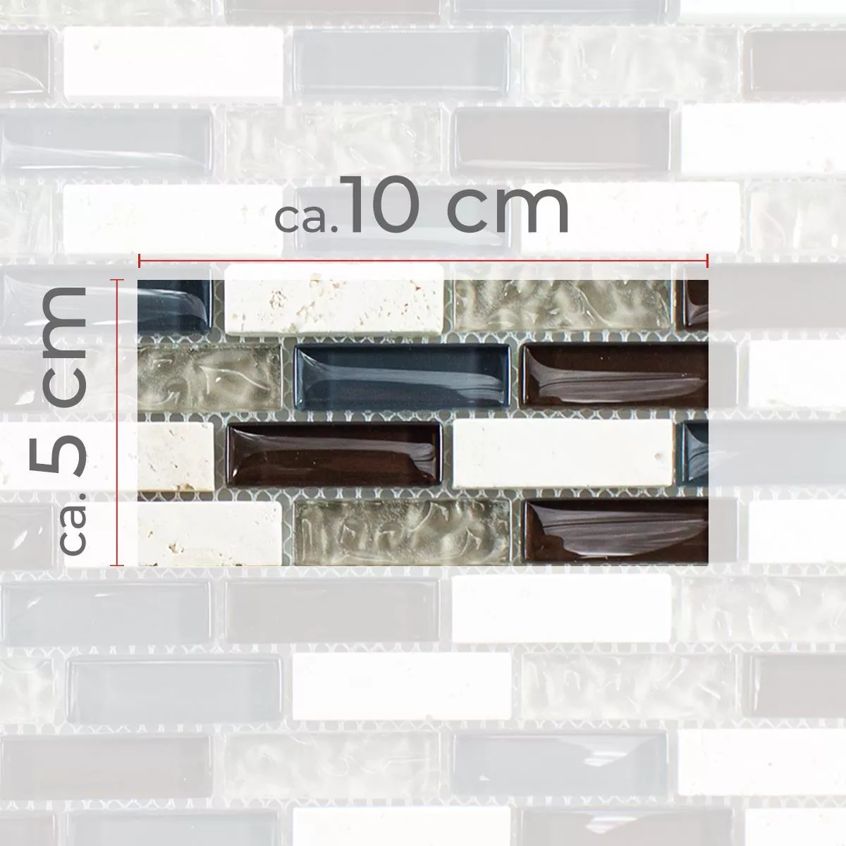 Muster von Glas Naturstein Mosaik Estoril Braun Beige Grau