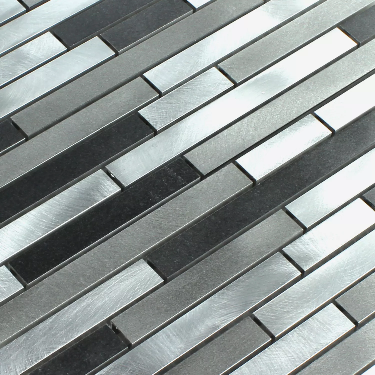 Mosaikfliesen Aluminium Metall Schwarz Silber Mix