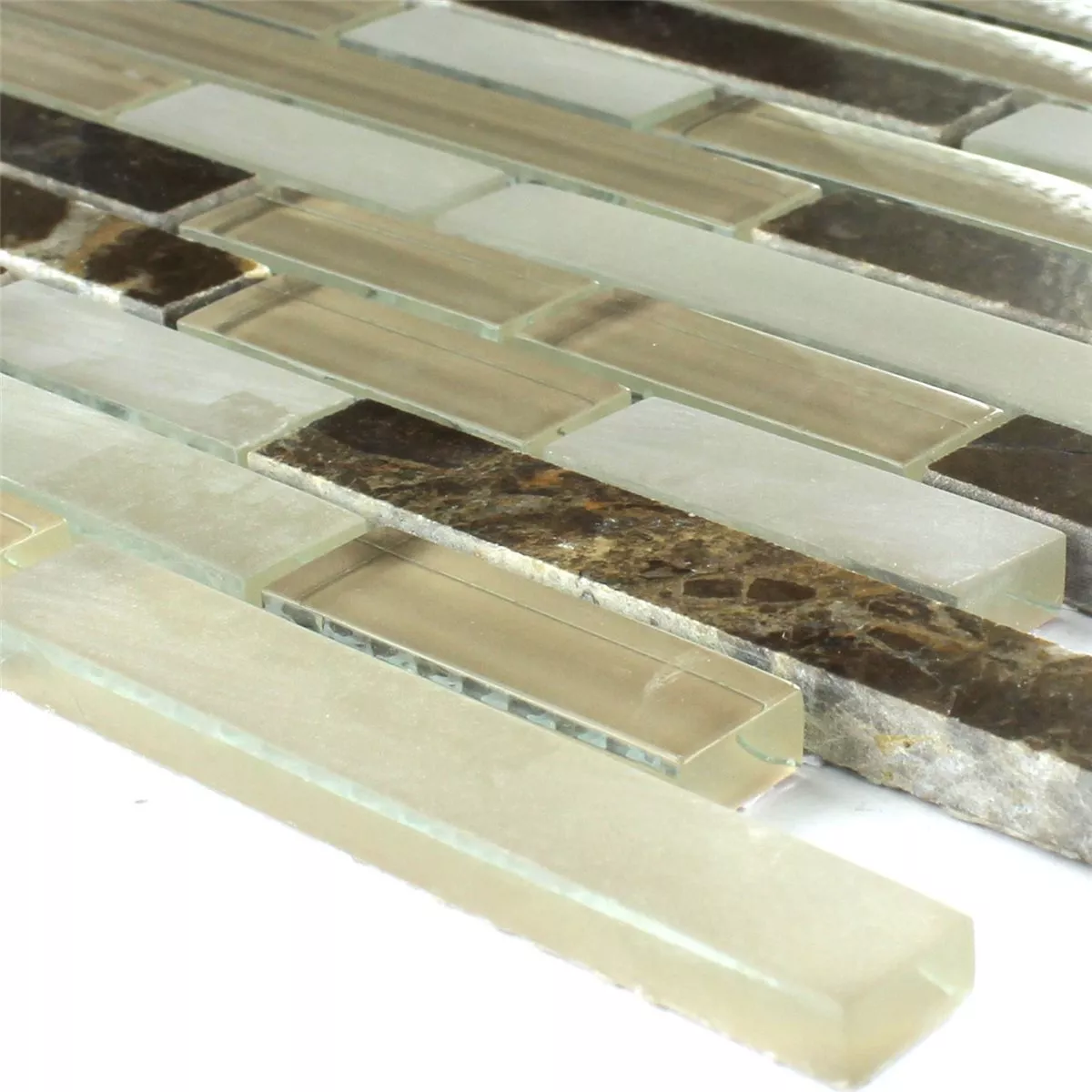 Mosaikfliesen Glas Marmor Quebeck Braun Mix
