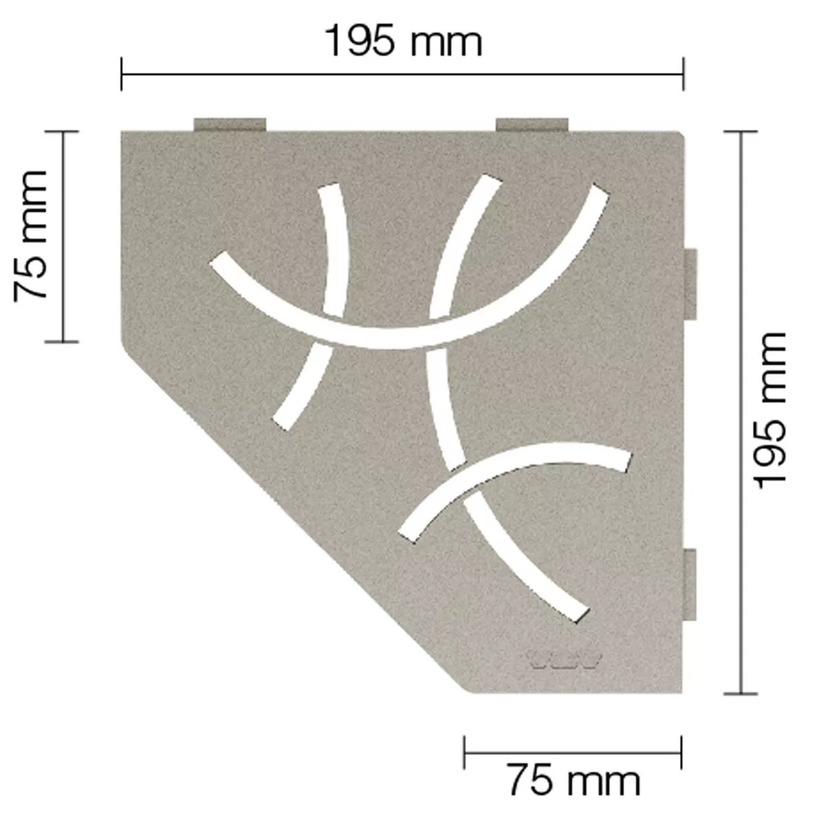 Wandablage Duschablage Schlüter 5eck 19,5x19,5cm Curve Grau