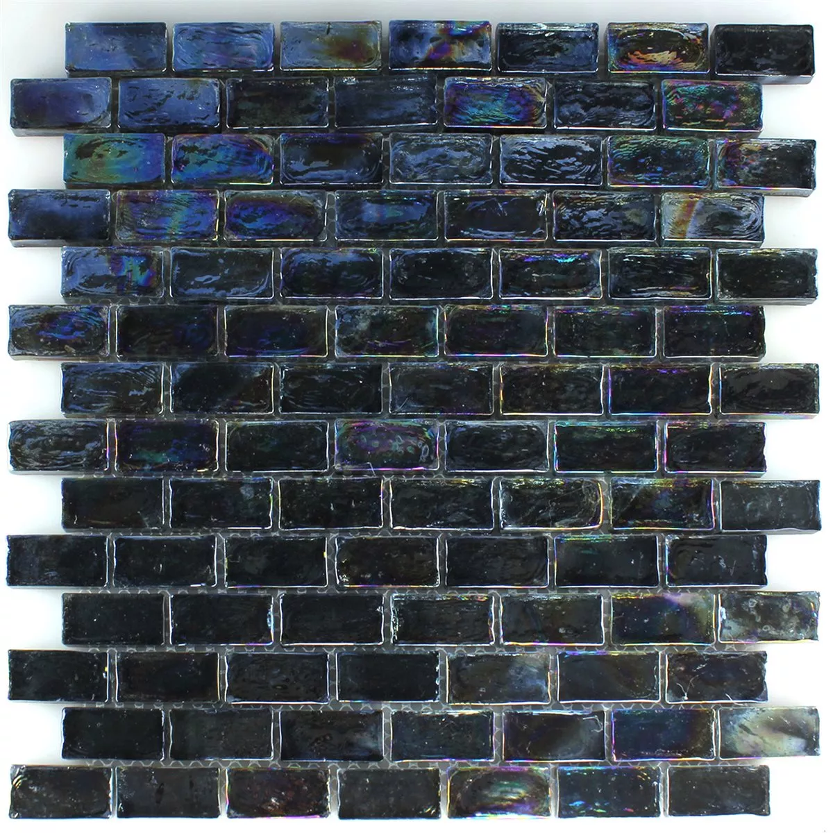 Muster von Mosaikfliesen Glas Effekt Petrol Black 