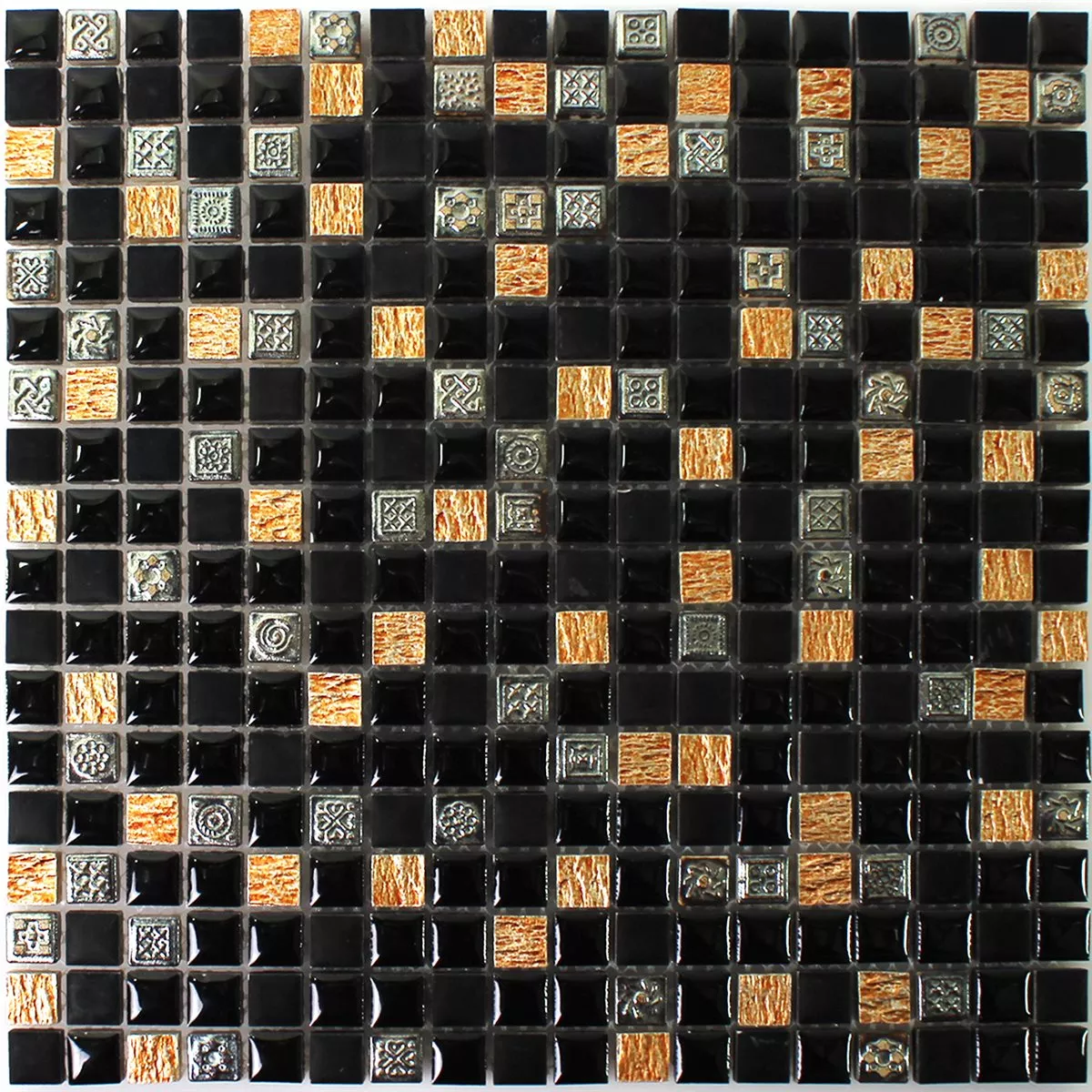 Naturstein Resin Ornament Mosaik Schwarz Kupfer