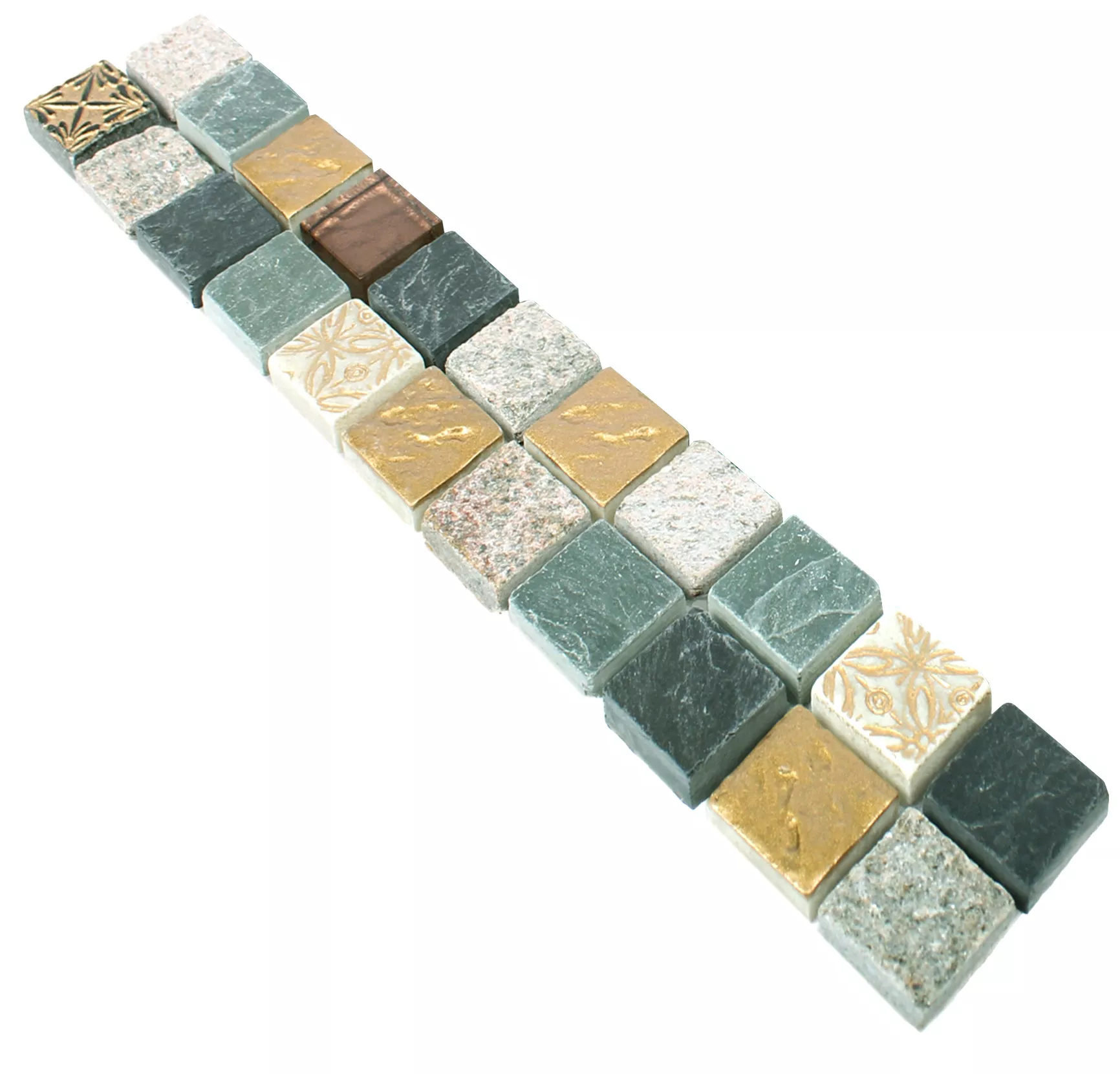 Glas Naturstein Bordüre Bryant Grau Gold Glas Naturstein Bordüre Bryant Grau Gold