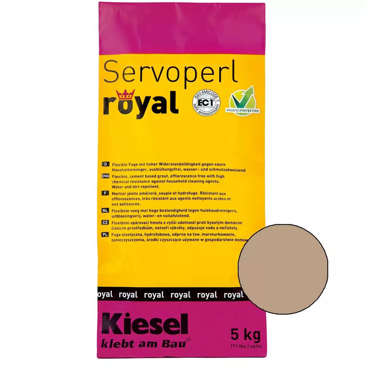 Kiesel Servoperl royal - Flexible, wasser- und schmutzabweisende Fuge (5KG Desert Sand)