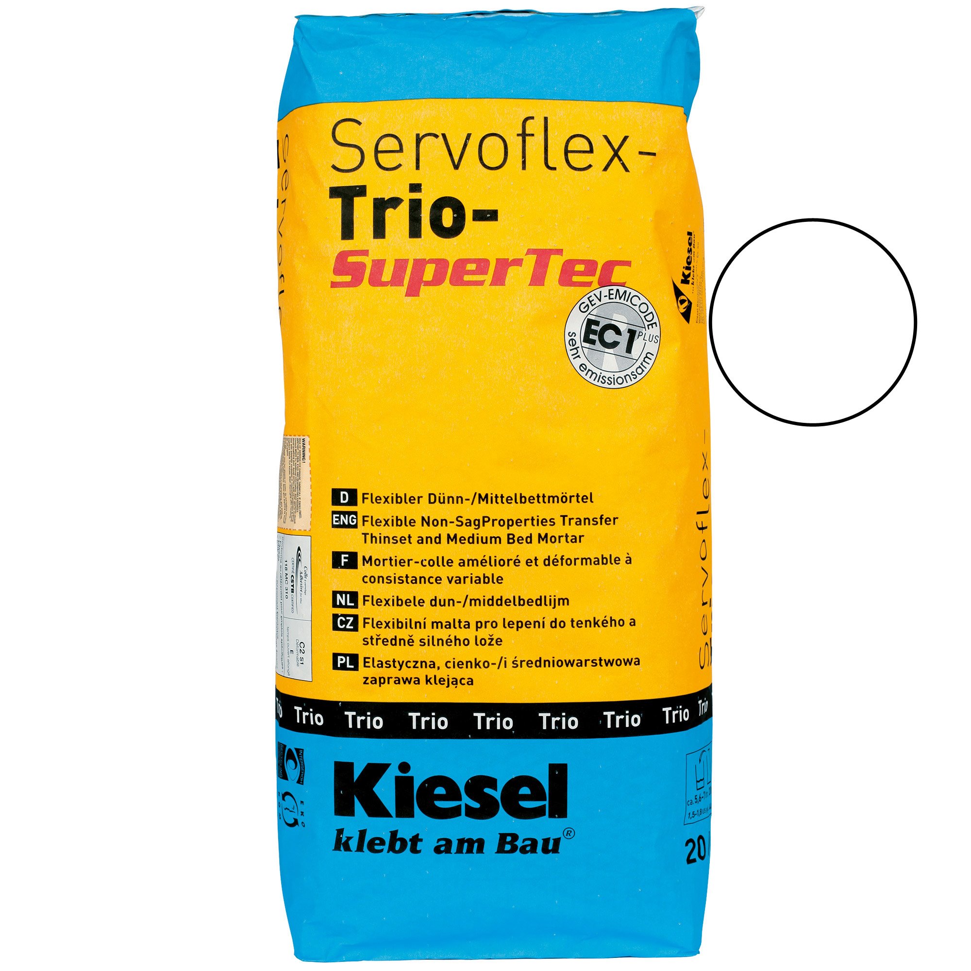 Kiesel Fliesenkleber Servoflex Trio  - Dünn- und Mittelbettmörtel (20KG)