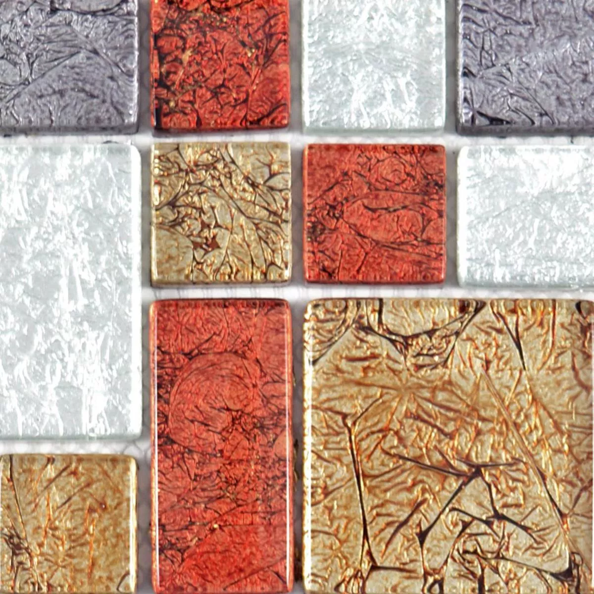 Muster von Glasmosaik Fliesen Curlew Rot Braun Silber Mix