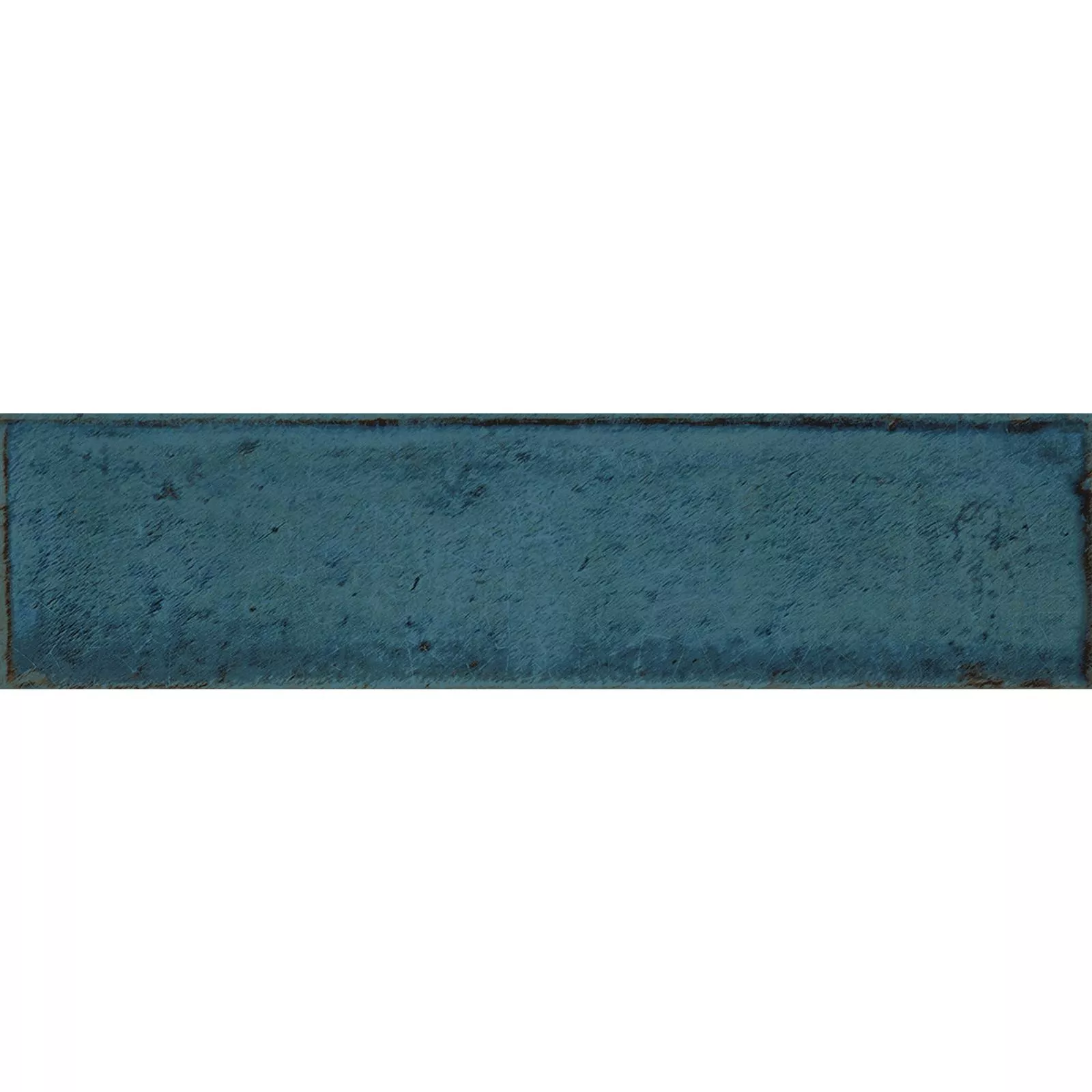 Muster Wandfliesen Maestro Gewellt Glänzend Blau 7,5x30cm