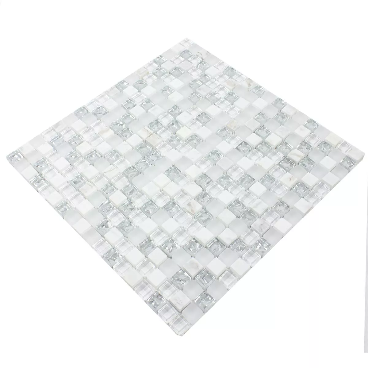 Muster von Glasmosaik Fliesen Lexington Glas Material Mix Weiß