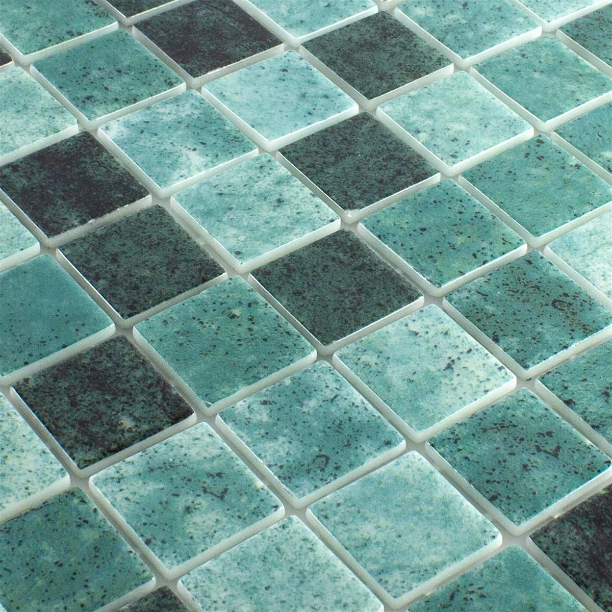 Glas Schwimmbad Mosaik Baltic Grün 38x38mm