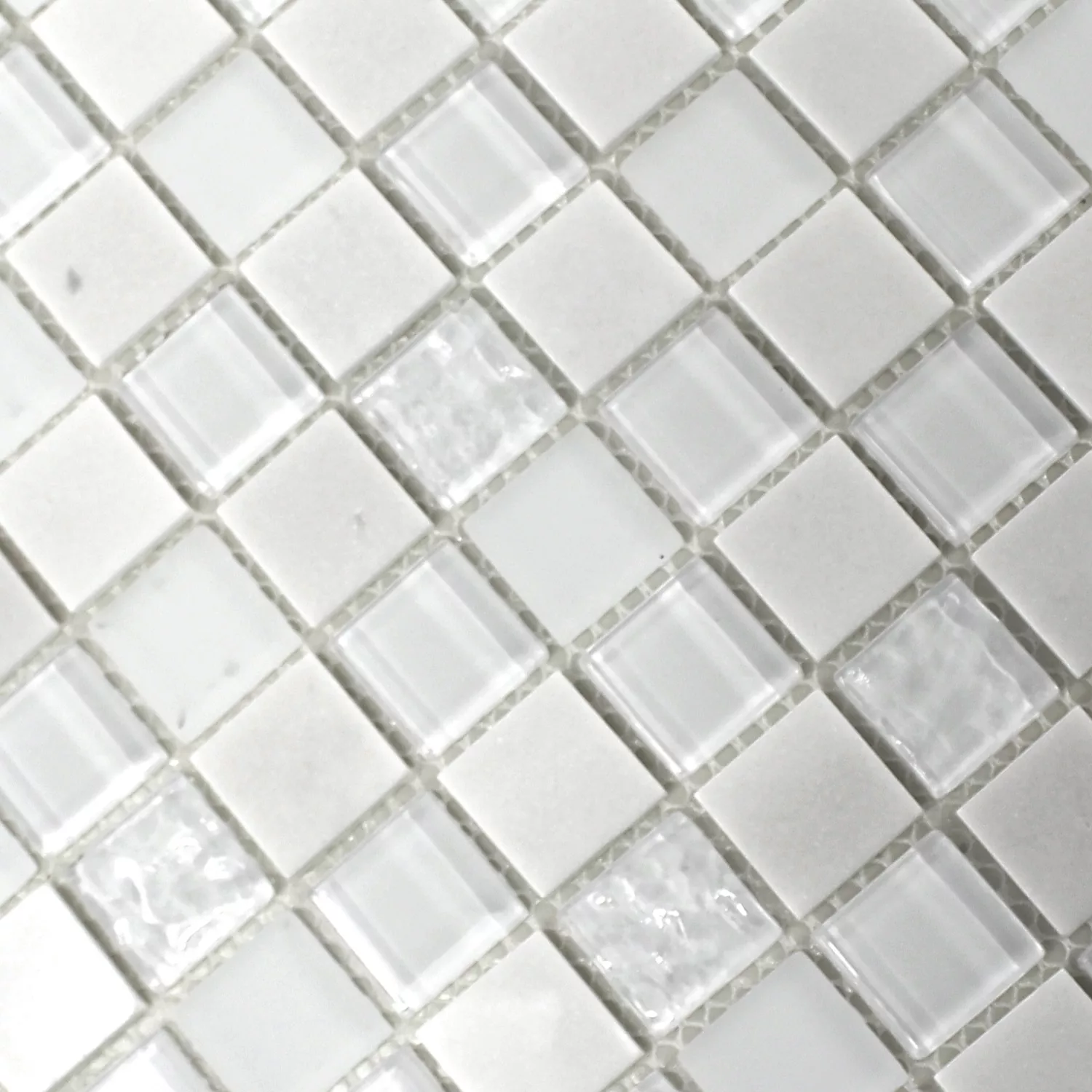 Muster von Selbstklebende Mosaik Naturstein Glas Mix Weiss