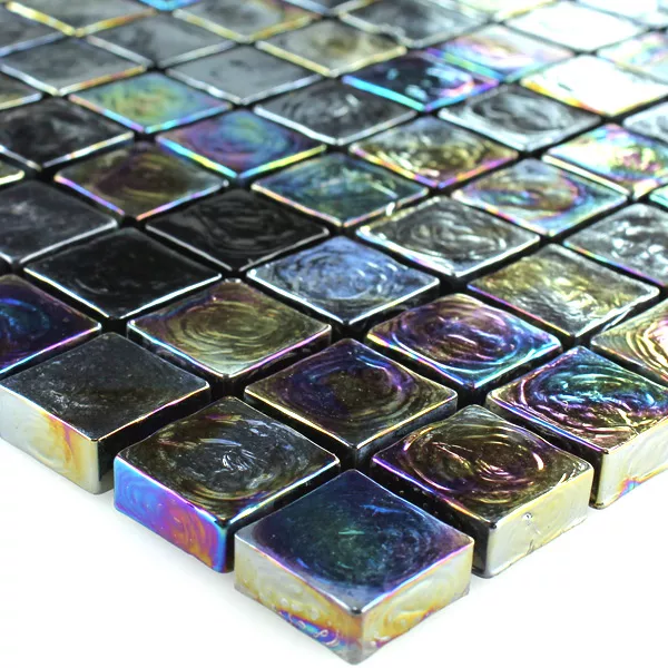 Mosaikfliesen Glas Effekt Petrol Black