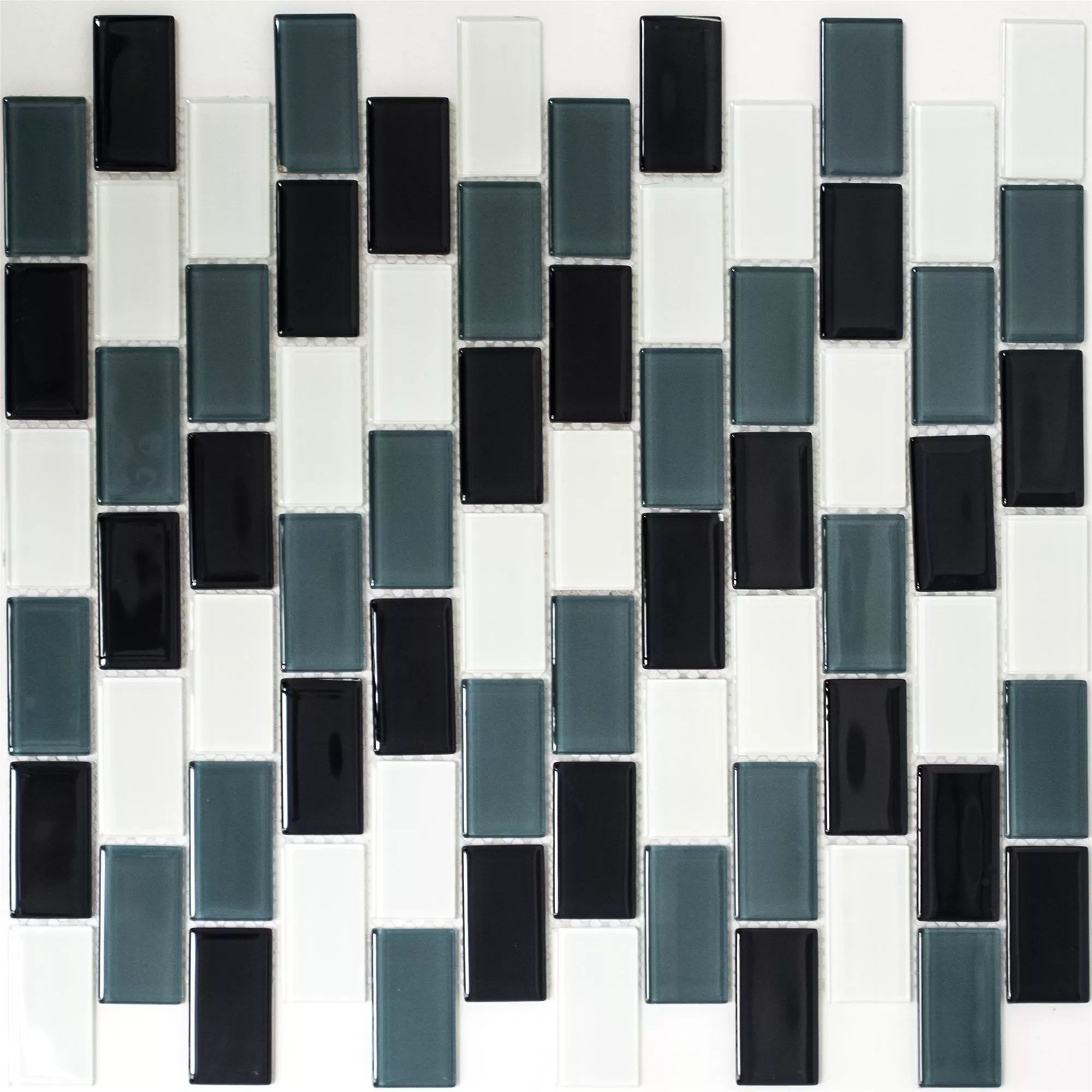 Muster von Glasmosaik Fliesen Alpha Schwarz Grau Weiß