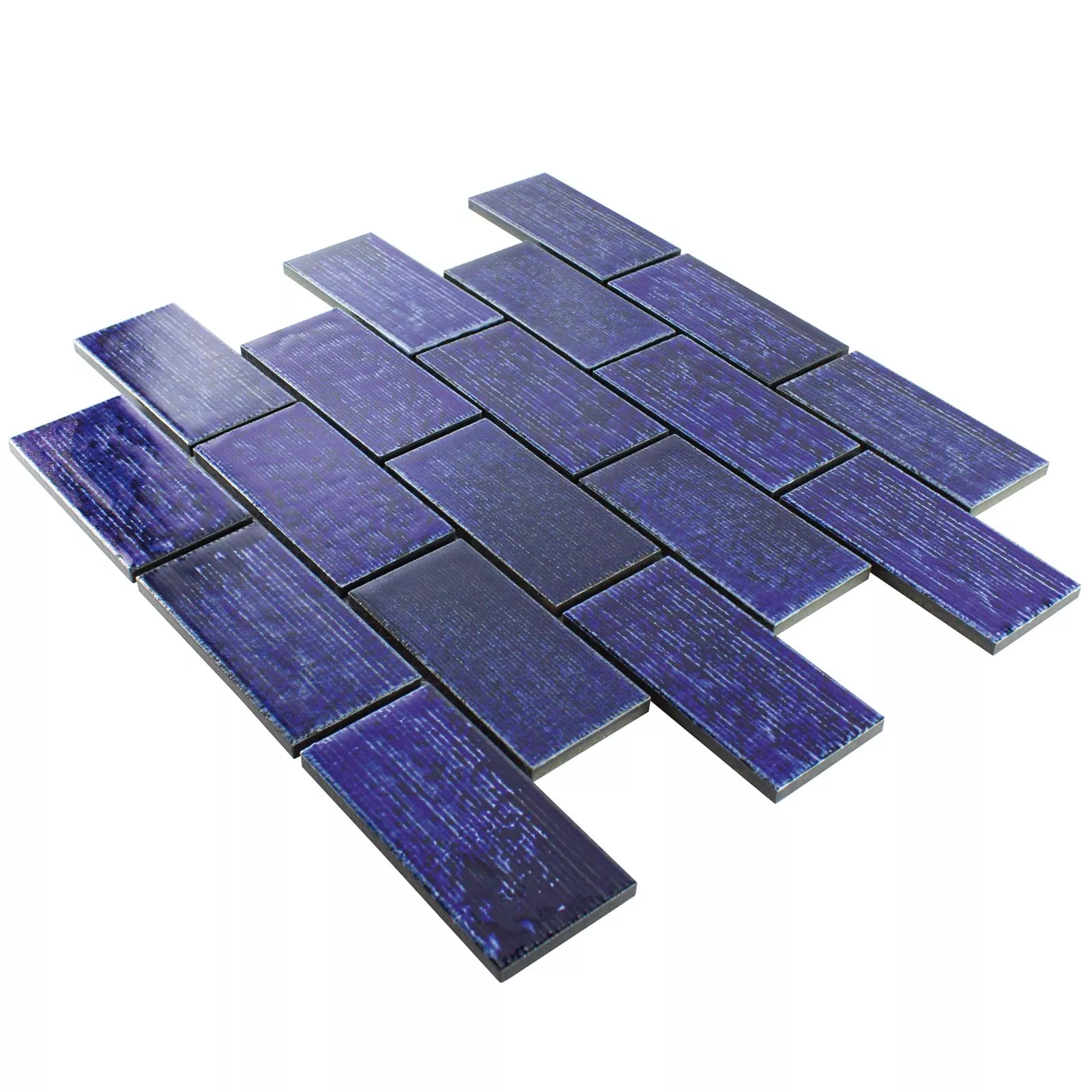 Muster von Keramik Mosaikfliese Bangor Glänzend Blau Rechteck