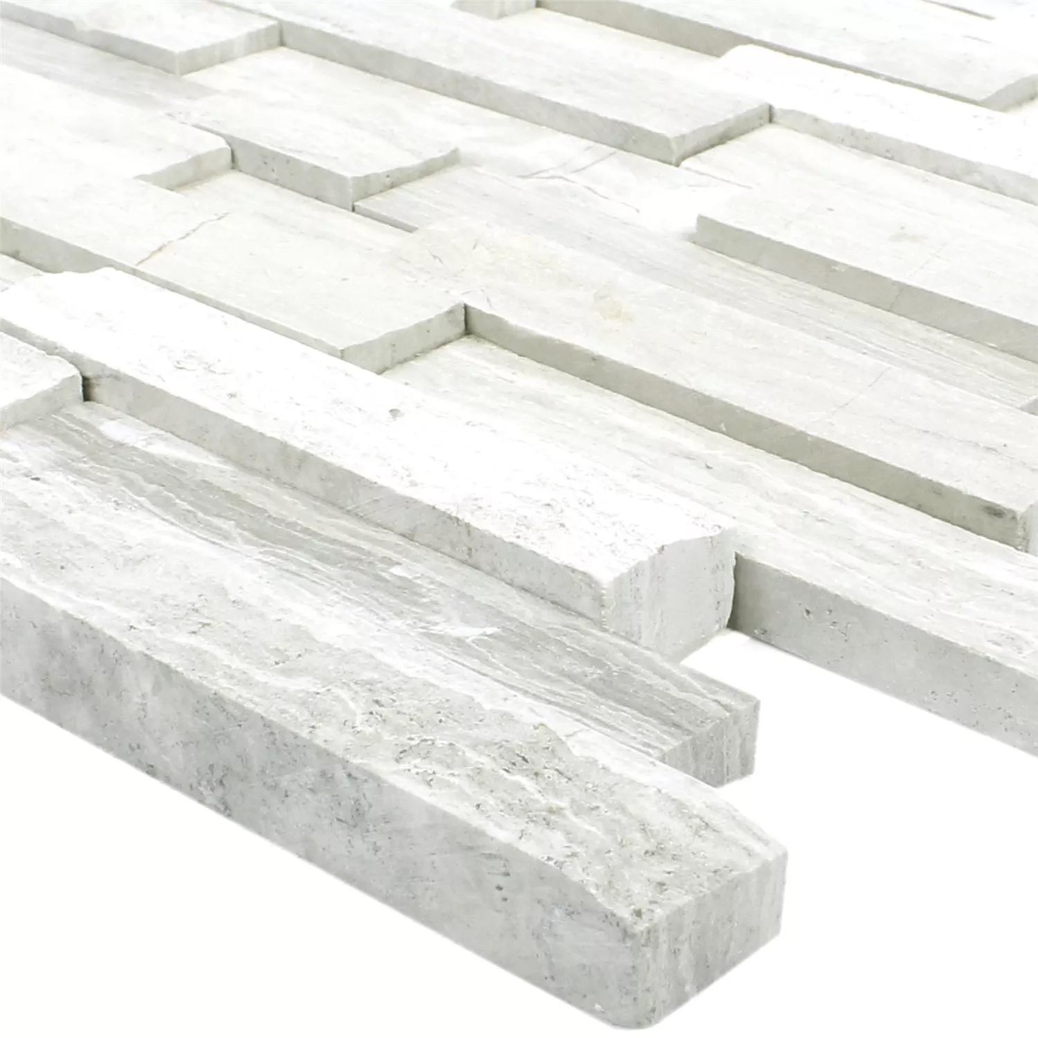 Mosaikfliesen Marmor Stettin 3D Brick Grau Mosaikfliesen Marmor Stettin 3D Brick Grau