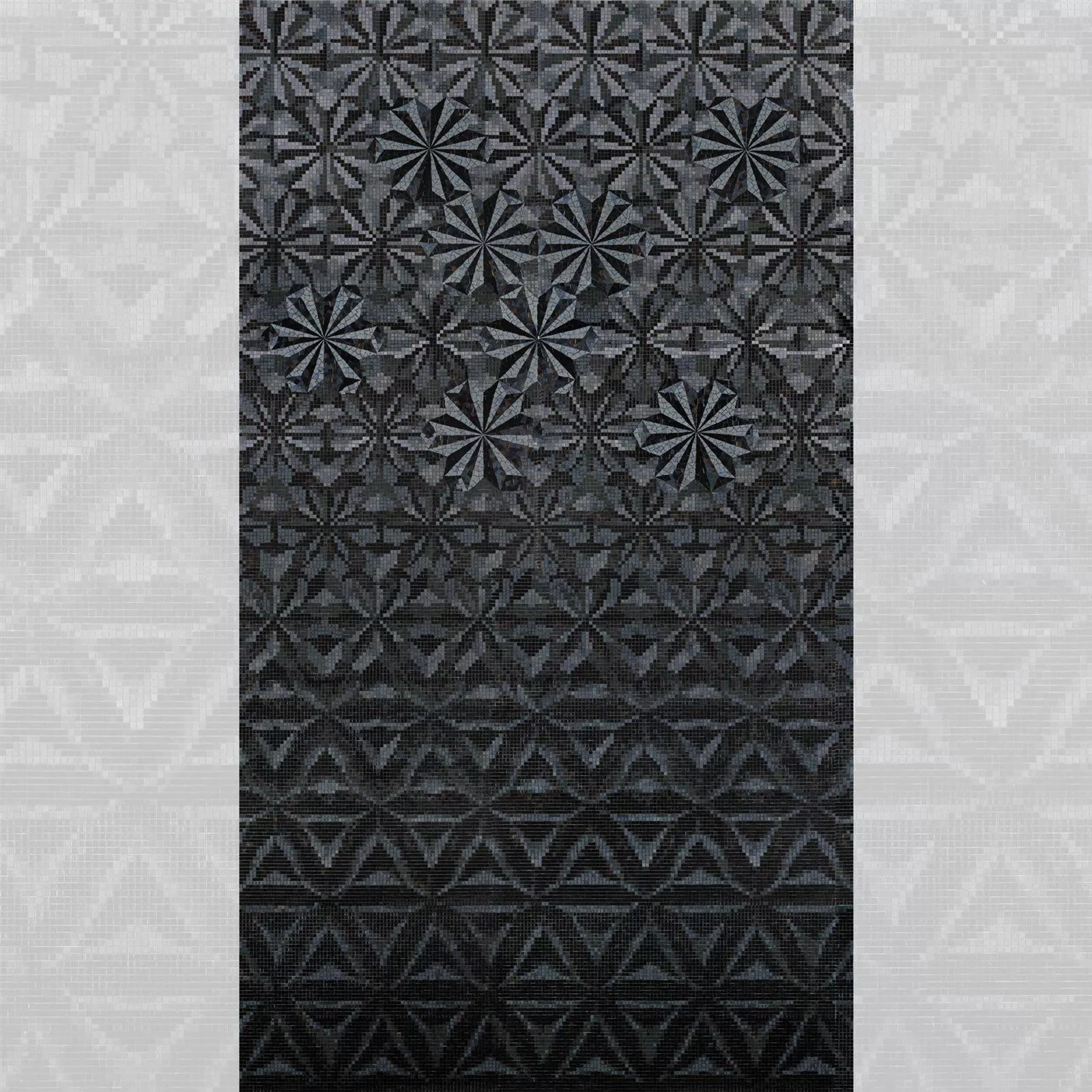 Glas Mosaik Bild Magicflower Black 140x240cm