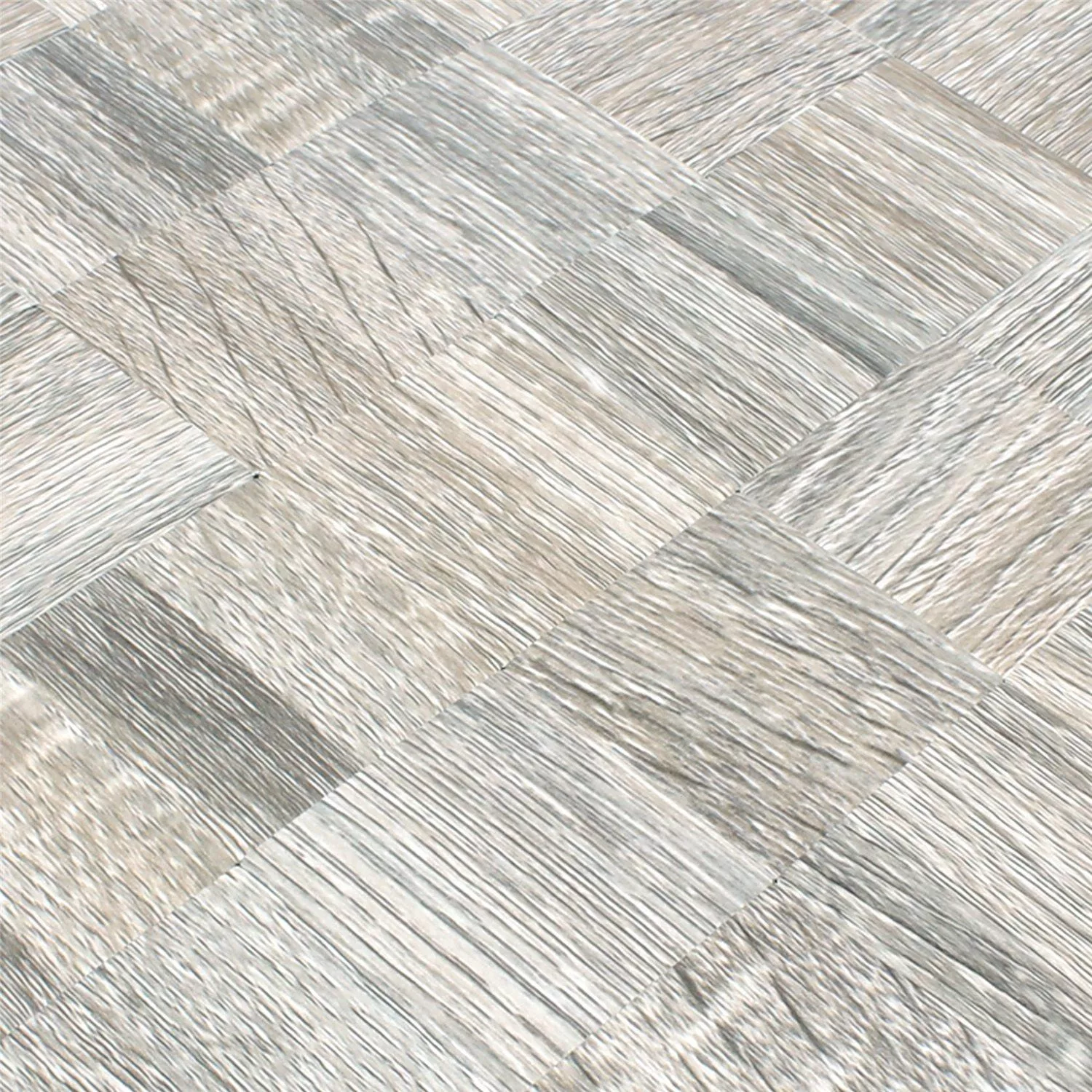 Muster von Mosaikfliesen Holzoptik Metall Selbstklebend Reynosa Grau