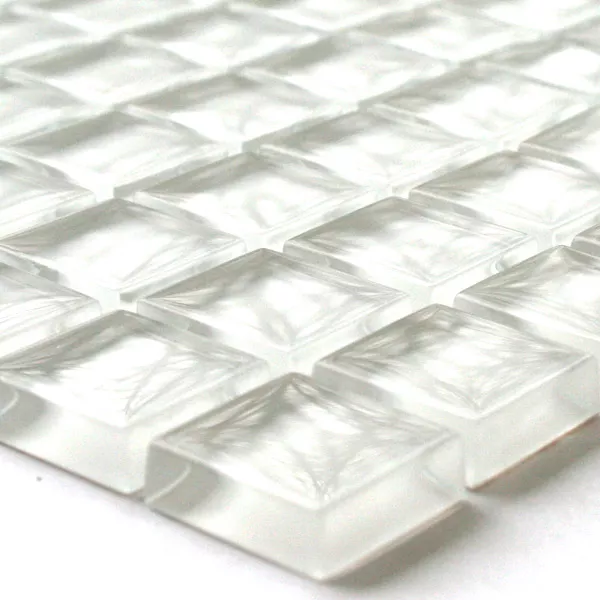 Muster von Glasmosaik Fliesen Uni Super White Weiss