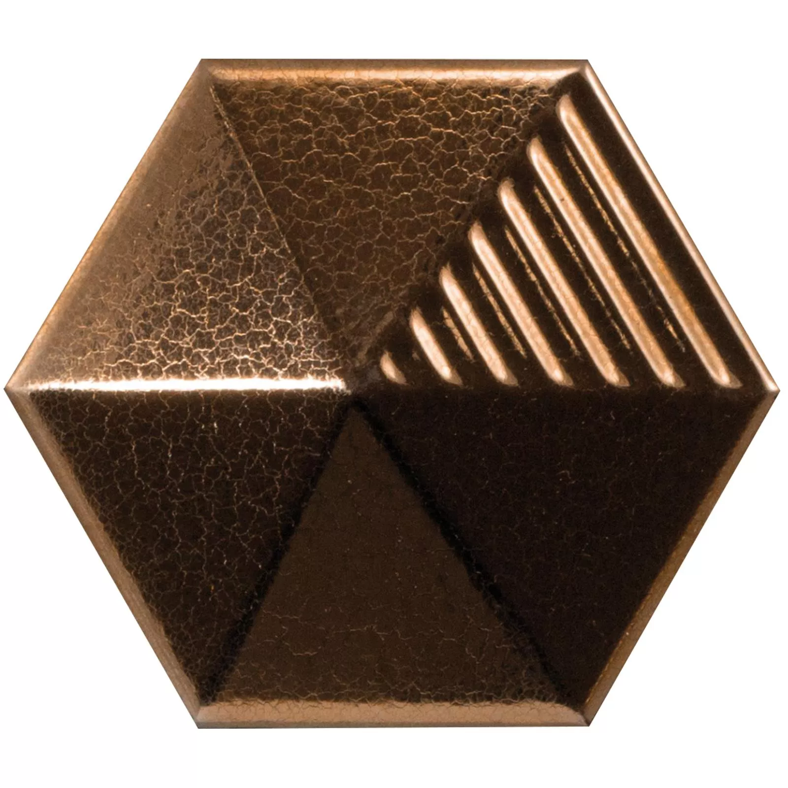 Wandfliesen Rockford 3D Hexagon 12,4x10,7cm Kupfer