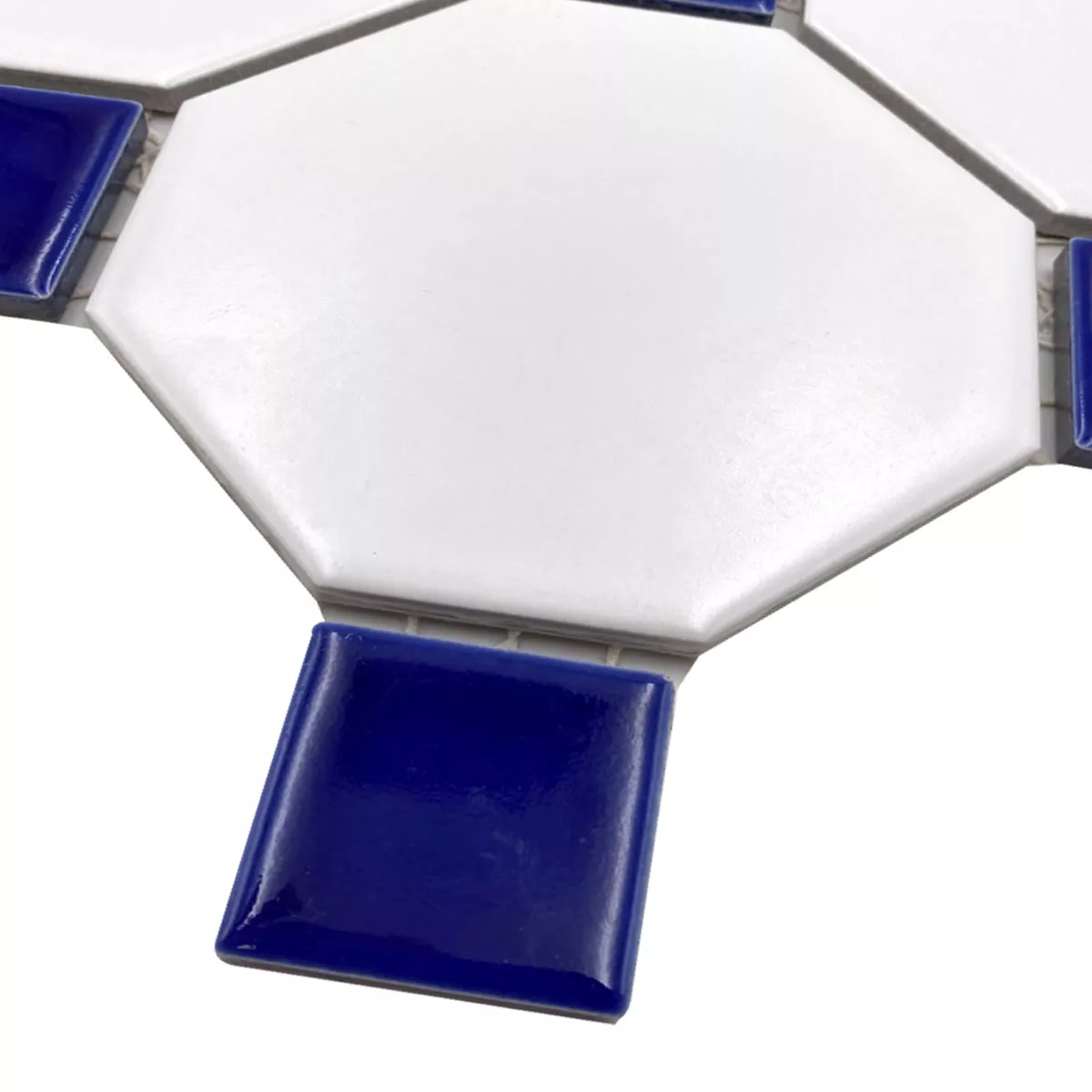 Keramik Mosaikfliesen Octagon Belami Weiß Blau