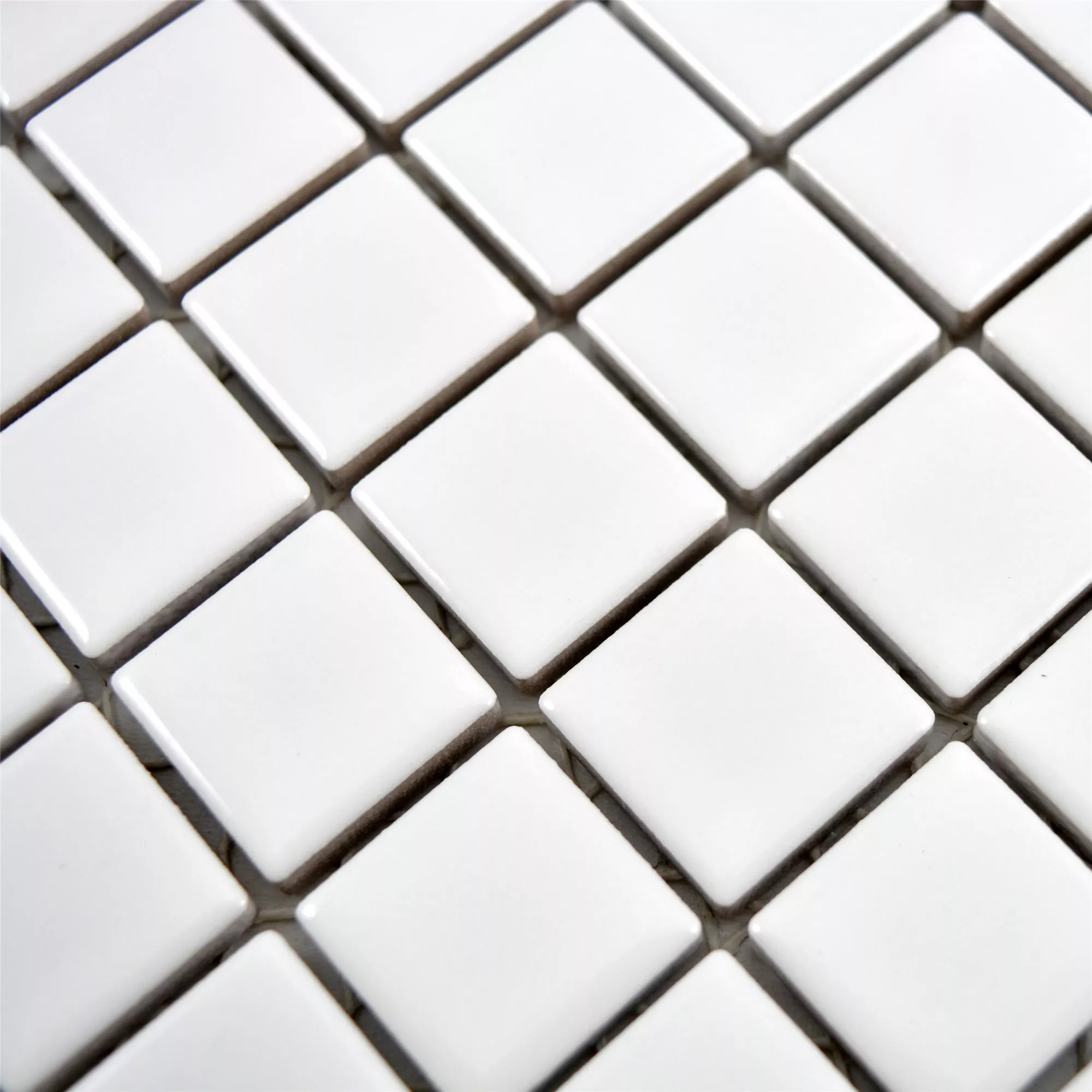Keramik Mosaikfliesen Adrian Weiß Glänzend Quadrat 23