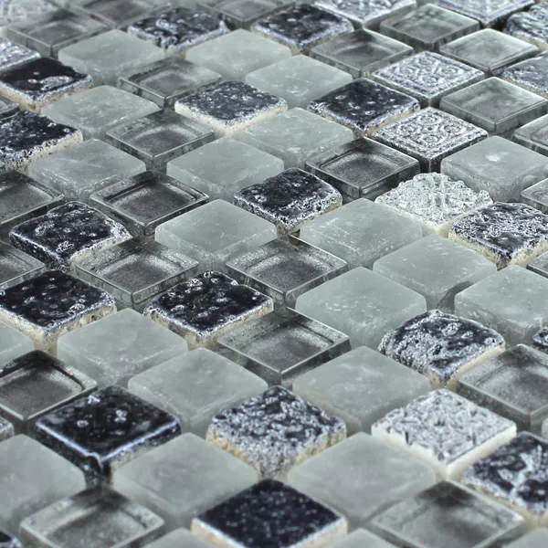Mosaikfliesen Escimo Glas Naturstein Mix Grey Black