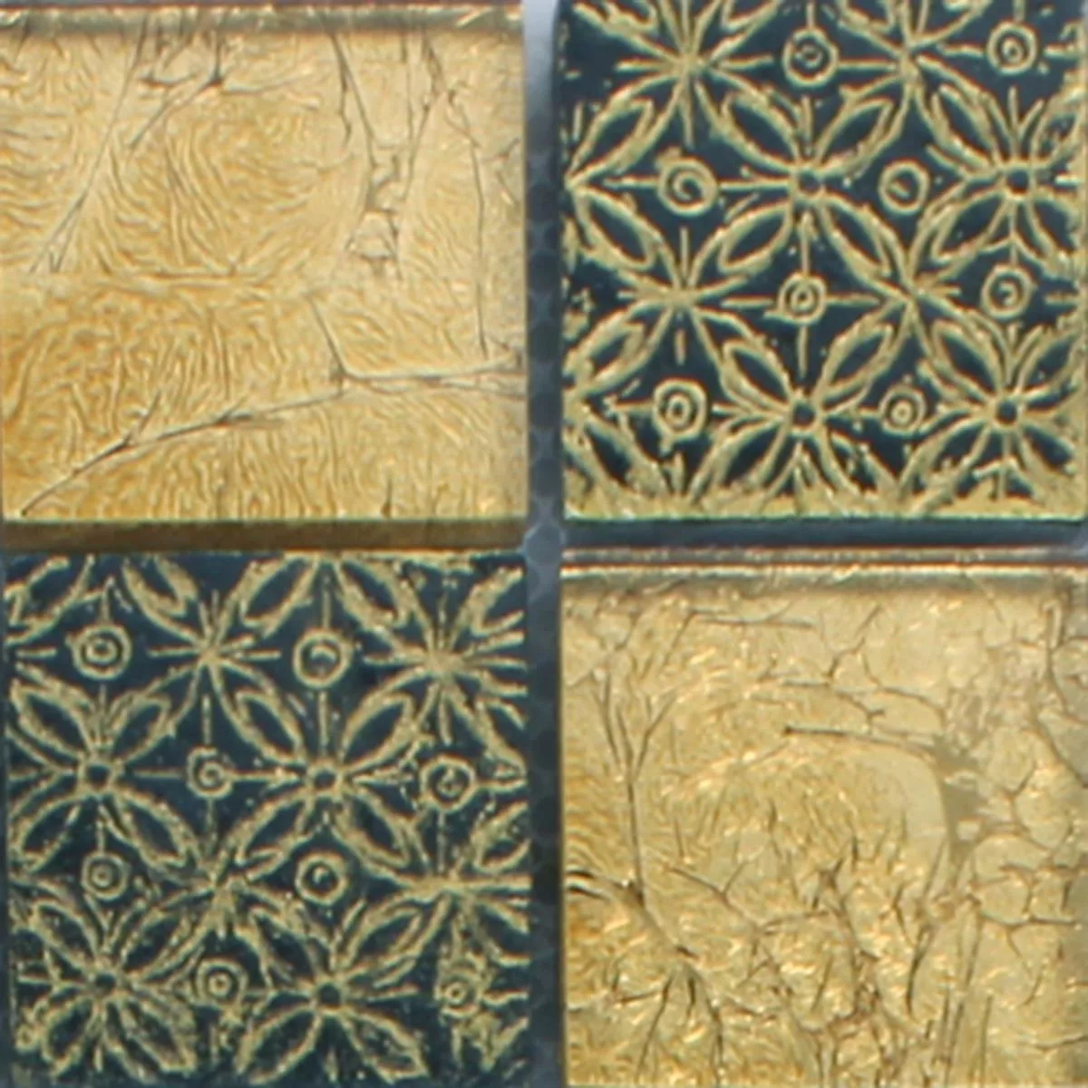 Muster von Mosaikfliesen Glas Naturstein Friesia Gold