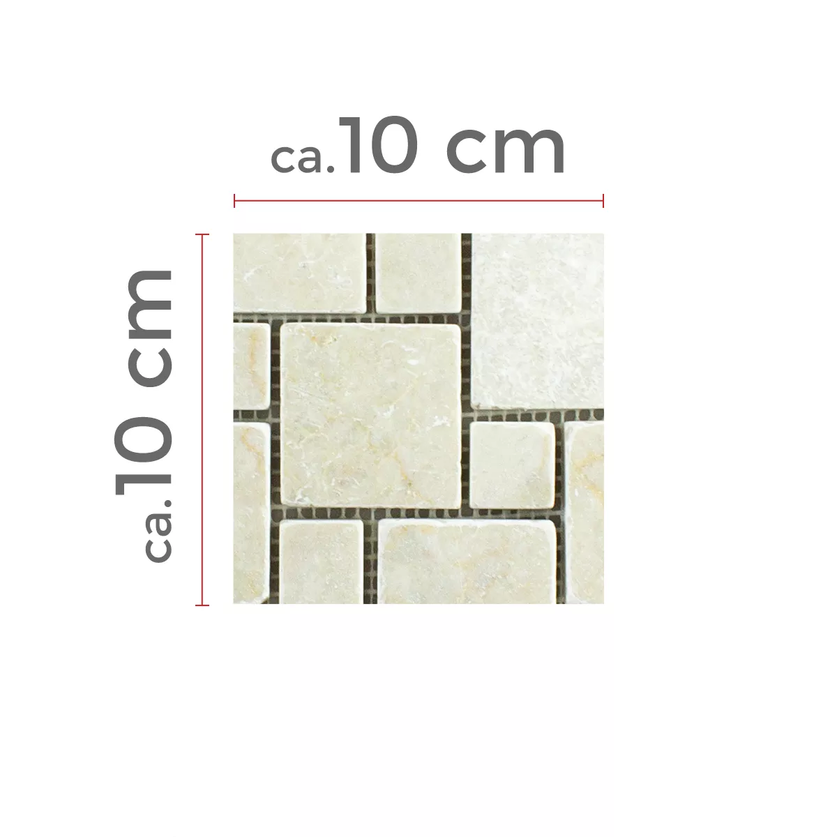 Muster von Naturstein Marmor Mosaikfliesen Kilkenny Cream