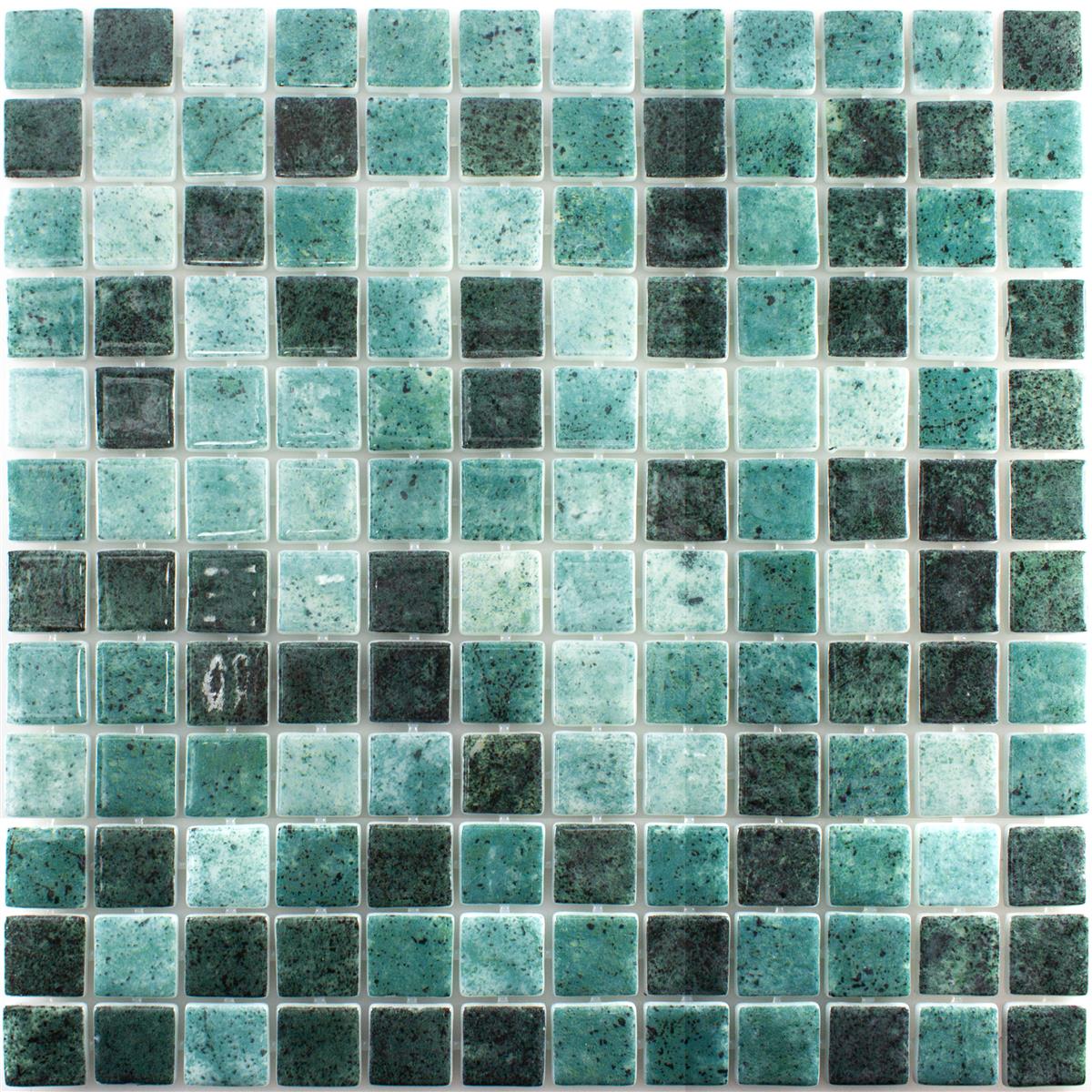 Glas Schwimmbad Mosaik Baltic Grün 25x25mm