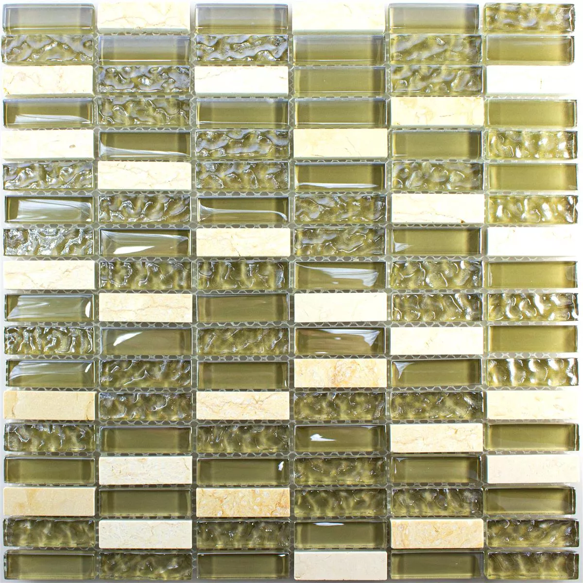 Muster von Glas Naturstein Mosaikfliese Mantra Beige