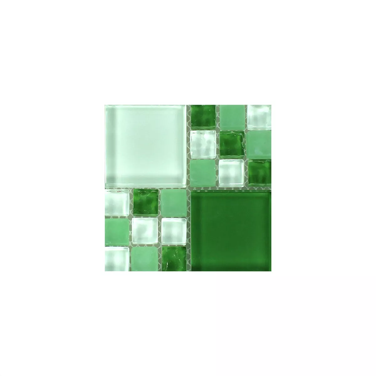 Muster von Mosaikfliesen Glas Crystal Grün Mix