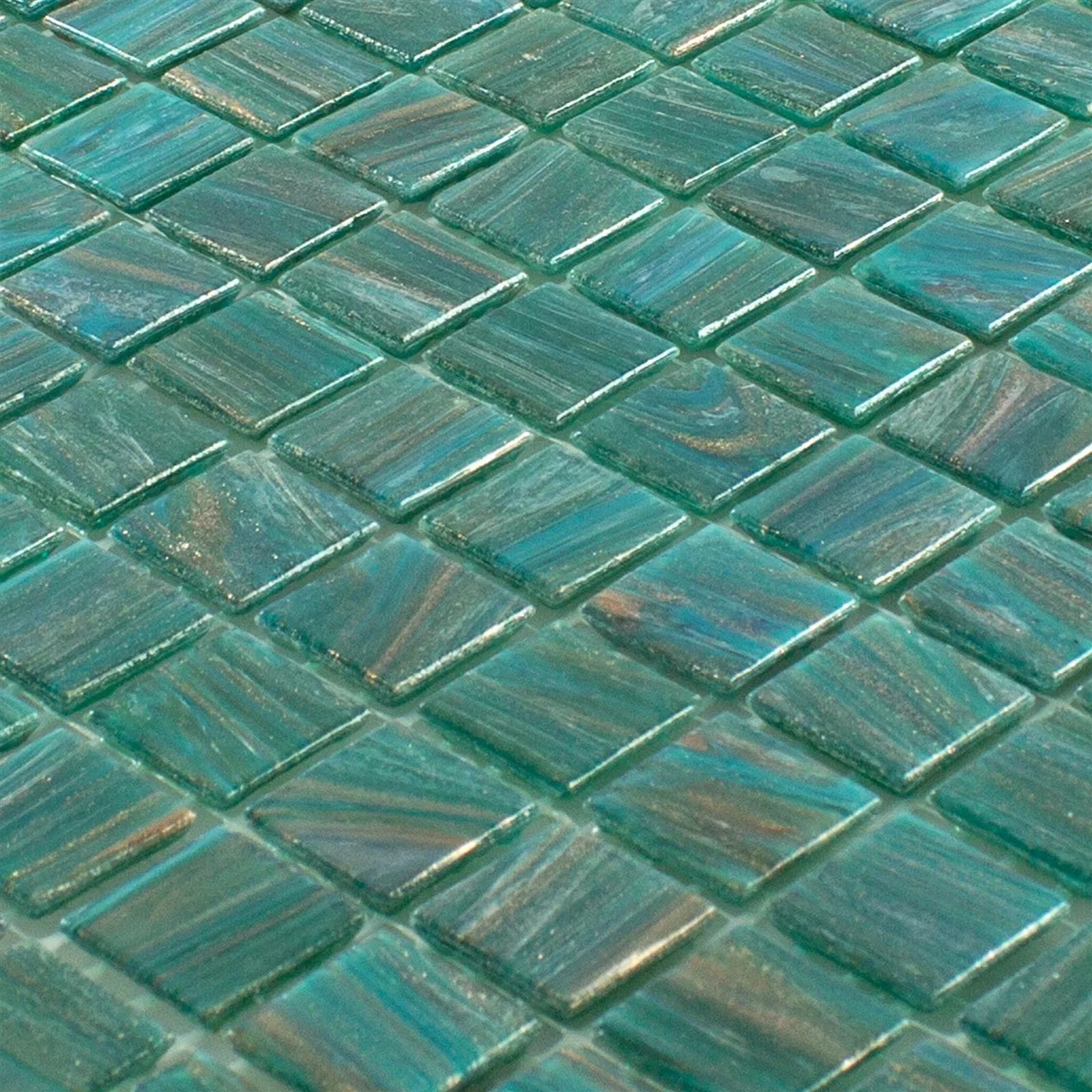 Muster von Glas Mosaikfliese Ogeday Goldeffekt Grün