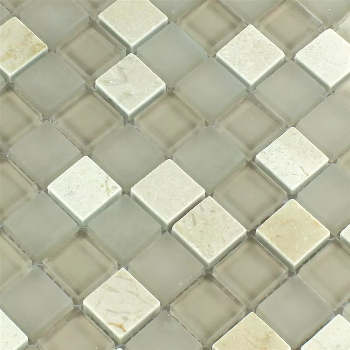 Muster von Mosaikfliesen Glas Marmor Barbuda Creme 