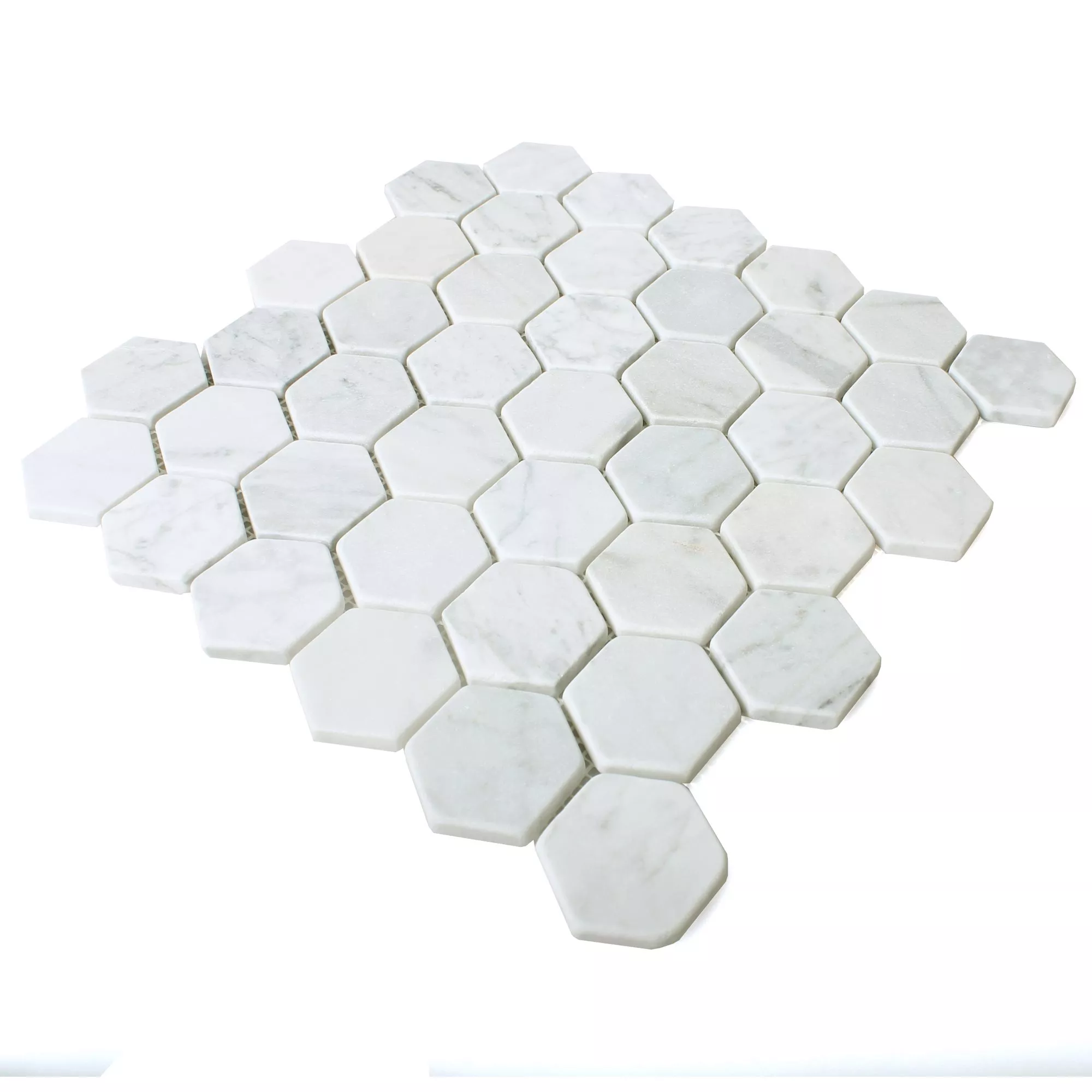 Muster von Mosaikfliesen Marmor Wutach Hexagon Weiss Carrara