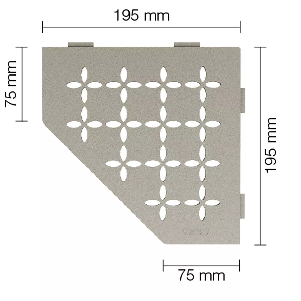 Wandablage Duschablage Schlüter 5eck 19,5x19,5cm Floral Grau