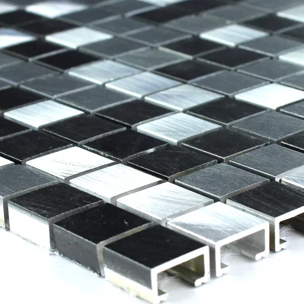 Muster von Mosaikfliesen Aluminium Schwarz Silber 