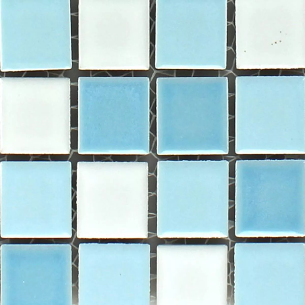 Muster von Mosaikfliesen Keramik Bodaway Blau Weiss 
