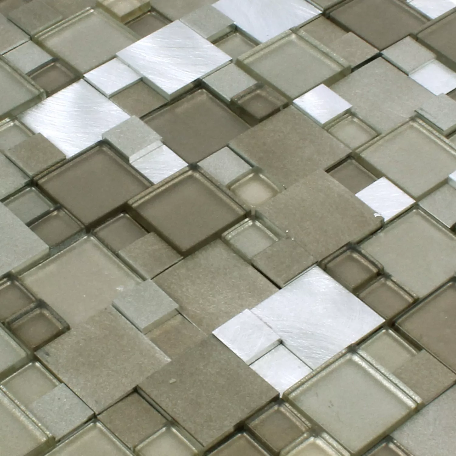 Mosaikfliesen Glas Aluminium Condor 3D Braun Mix