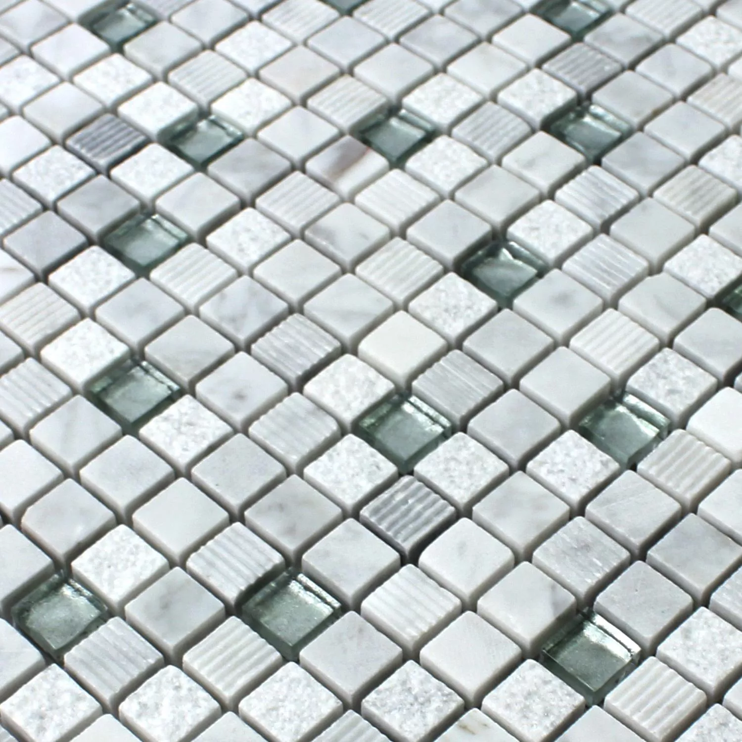 Mosaikfliesen Glas Naturstein Yukon Weiss