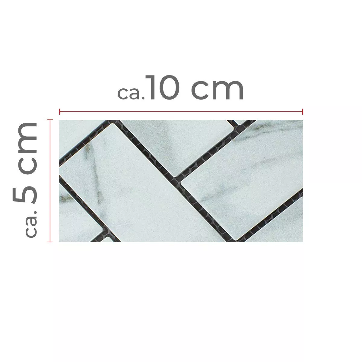 Muster von Keramik Mosaikfliesen Fernley Fischgrät Carrara Steinoptik Carrara