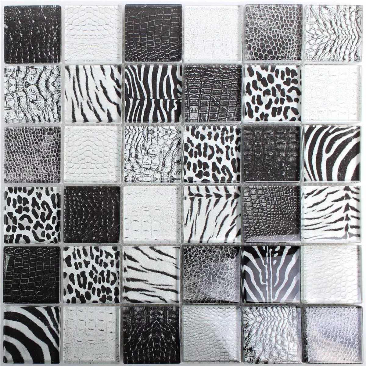 Muster von Glasmosaik Fliesen Safari Schwarz