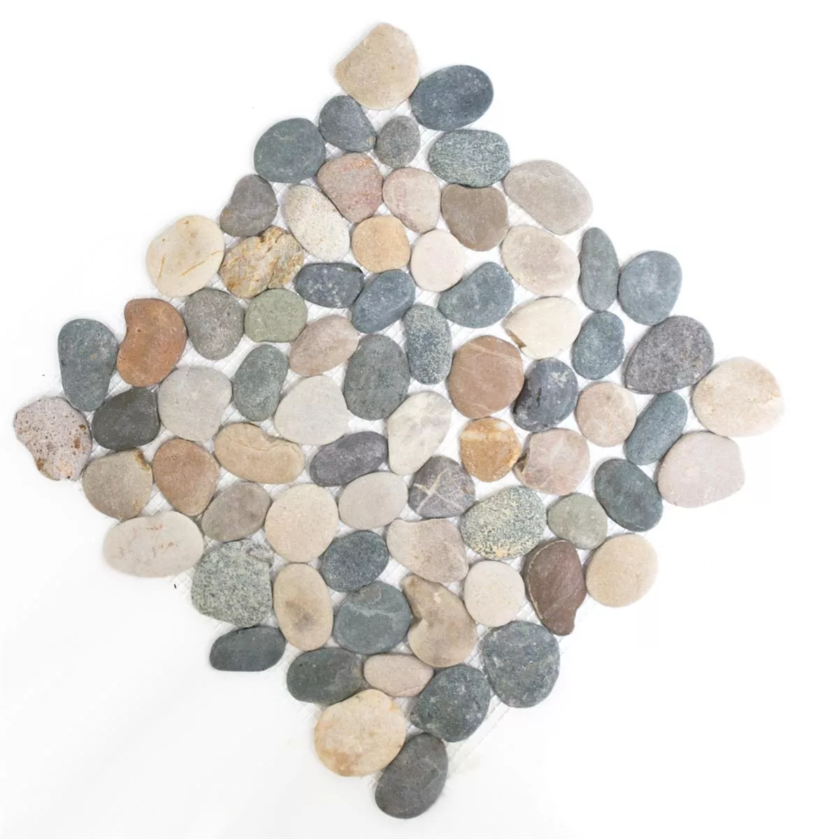 Flusskiesel Naturstein Mosaik Fliesen Doha Beige Grau Schwarz