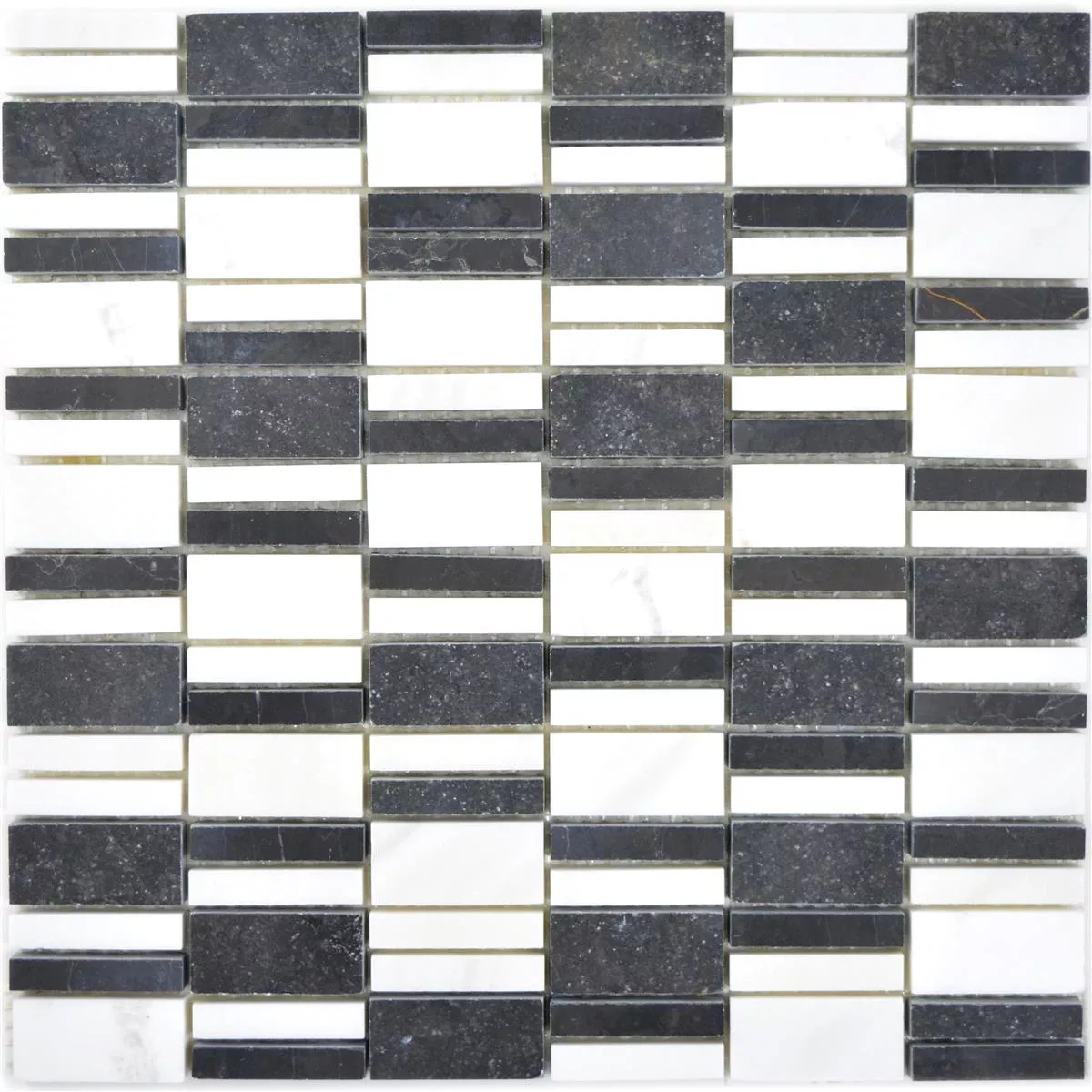 Muster von Marmor Mosaikfliesen Sunbury Schwarz Weiss