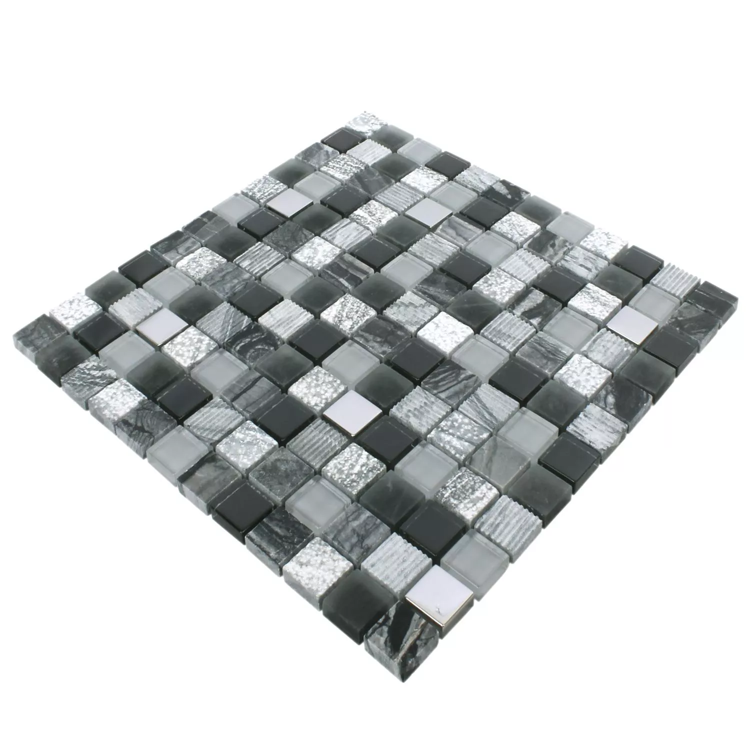 Muster von Mosaikfliesen Venzona Schwarz Silber 