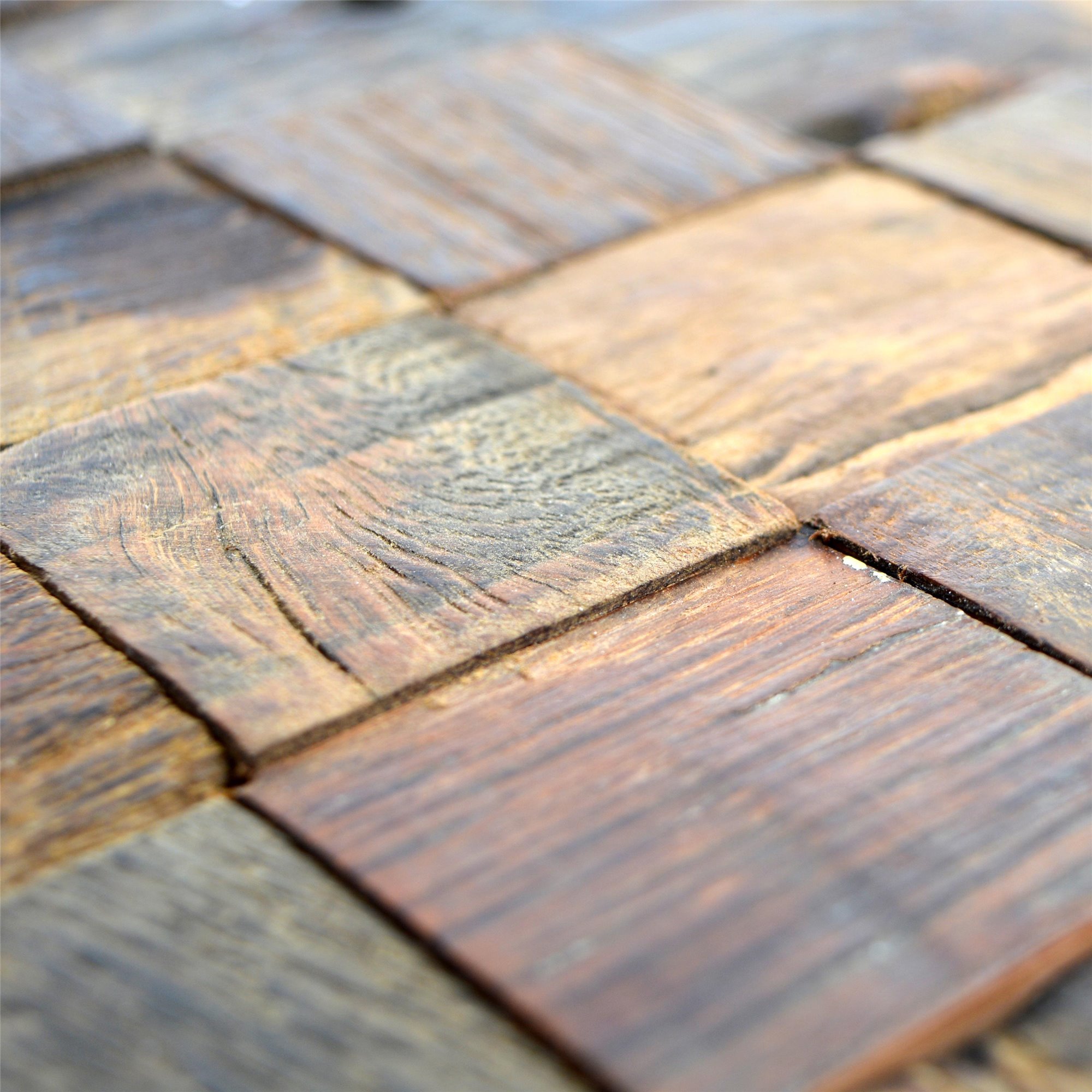 Holz Mosaikfliesen Bredon 3D Braun Quadrat