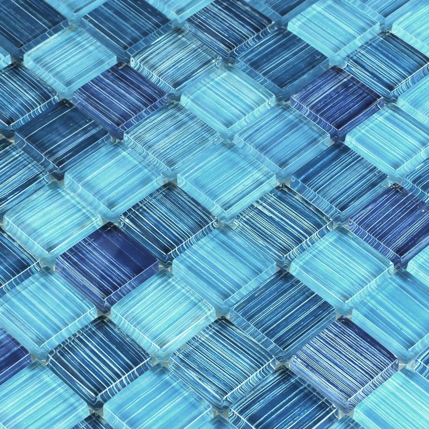 Glasmosaik Fliesen Blau Gestreift